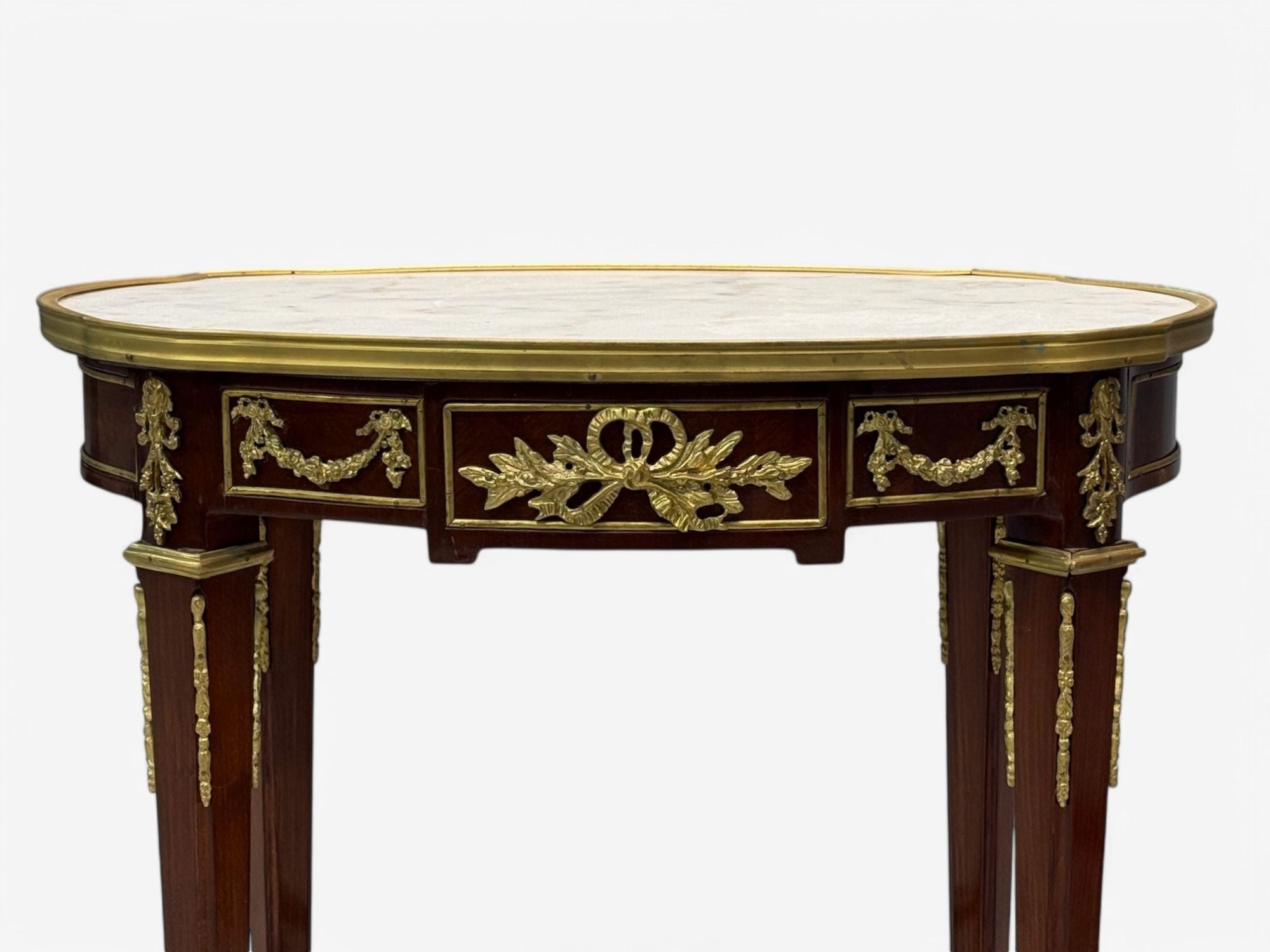 Louis XVI Style, Mahogany, Dore Bronze, Marble, Side Tables, Europe, 1970s