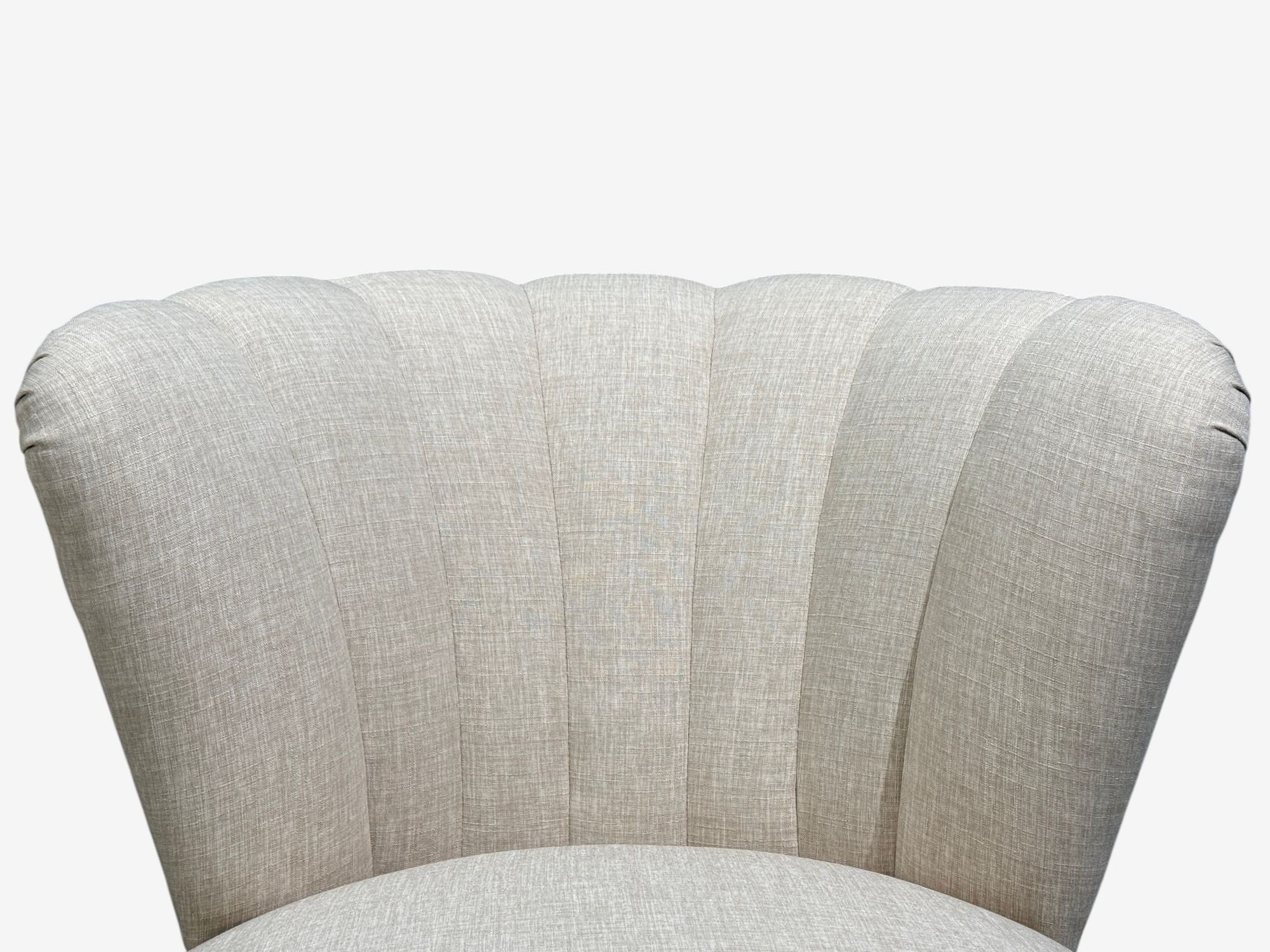 Carl-Johan Boman, Easy Chairs, Beige Linen, Wood, Finland, 1950s