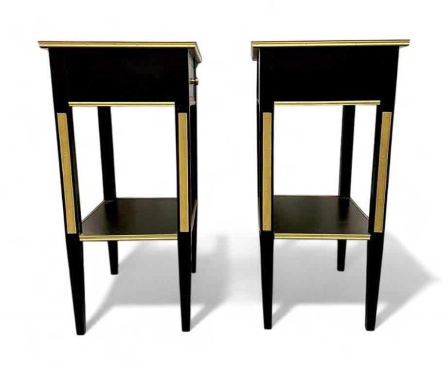 Russian Neoclassical Style, Hollywood Regency, Nightstands, Painted Wood, Bronze