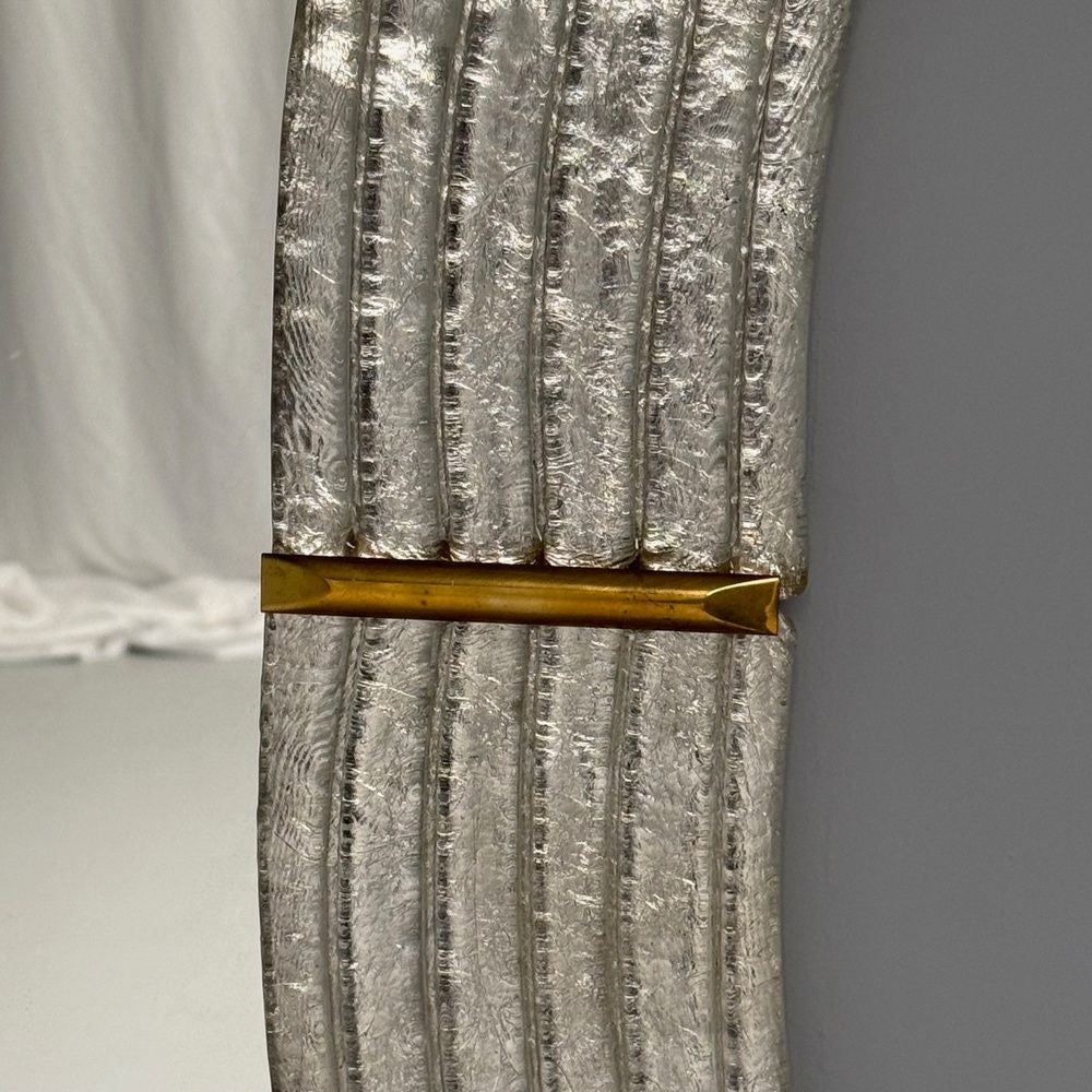 Modern Wavy Wall Mirror, Murano Glass, Silver Leaf, Brass, Italy, 21st C.