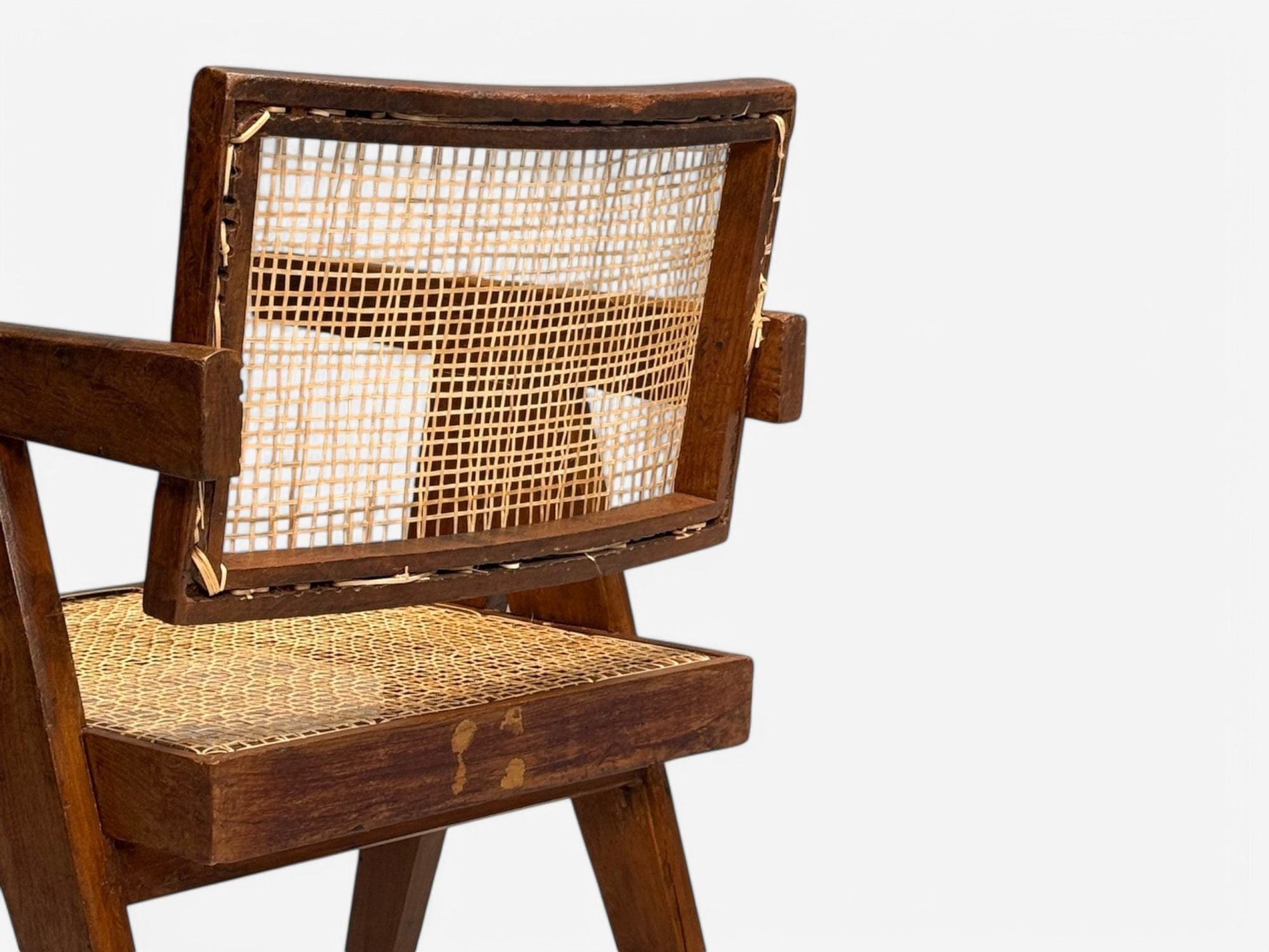 Pierre Jeanneret, Teak, Cane, Four Floating Back Chairs, Chandigarh, 1960s
