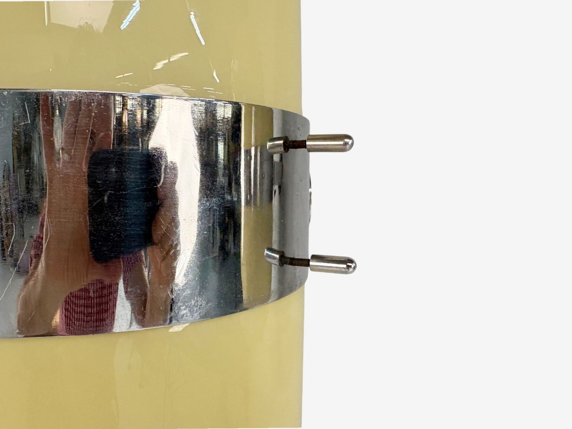 Italian Modern, Opaline Glass, Chrome, Space Age Wall Sconces, Italy, 1970s