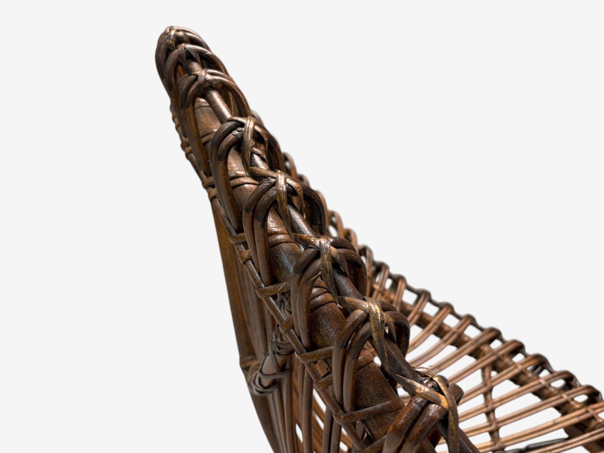 Italian Modern, Metal, Bamboo, Rattan, Lounge Chair, Italy, 1950s