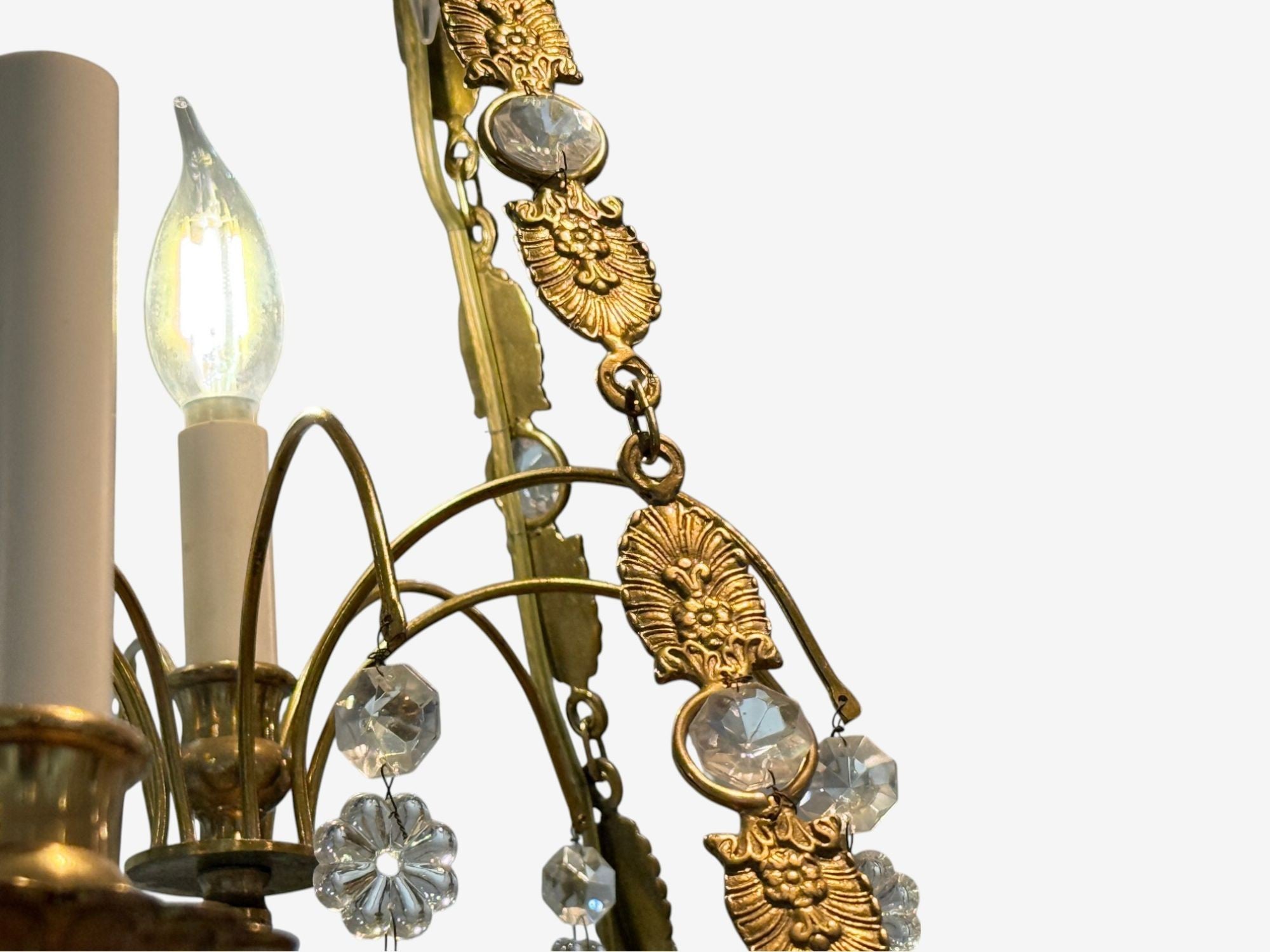 Russian Neoclassical, Bronze, Crystal, Chandelier, Italy, 1950s