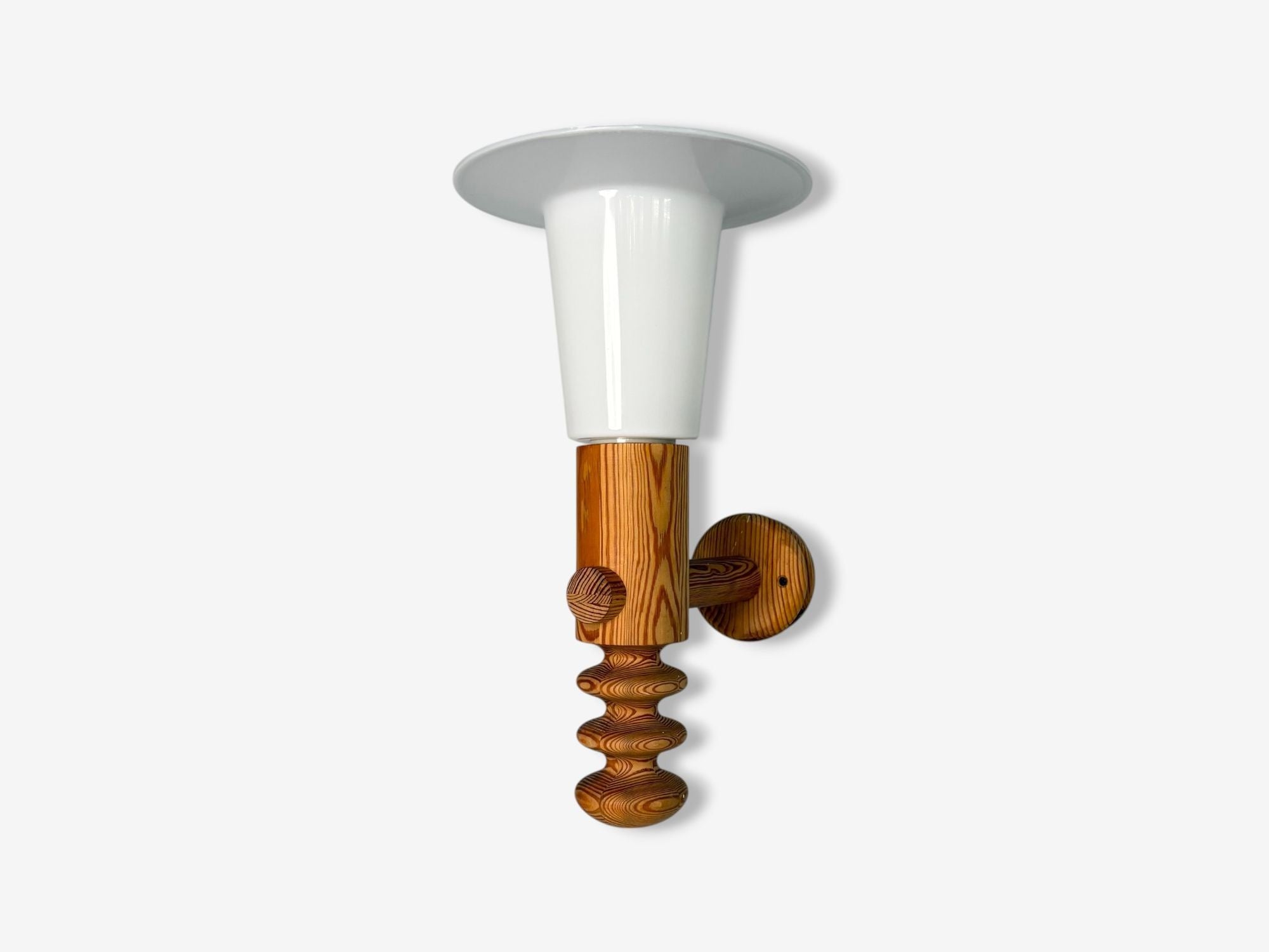 Uno Kristiansson, Swedish Modern, Pine, Fabric, Wall Sconce, Sweden, 1970s