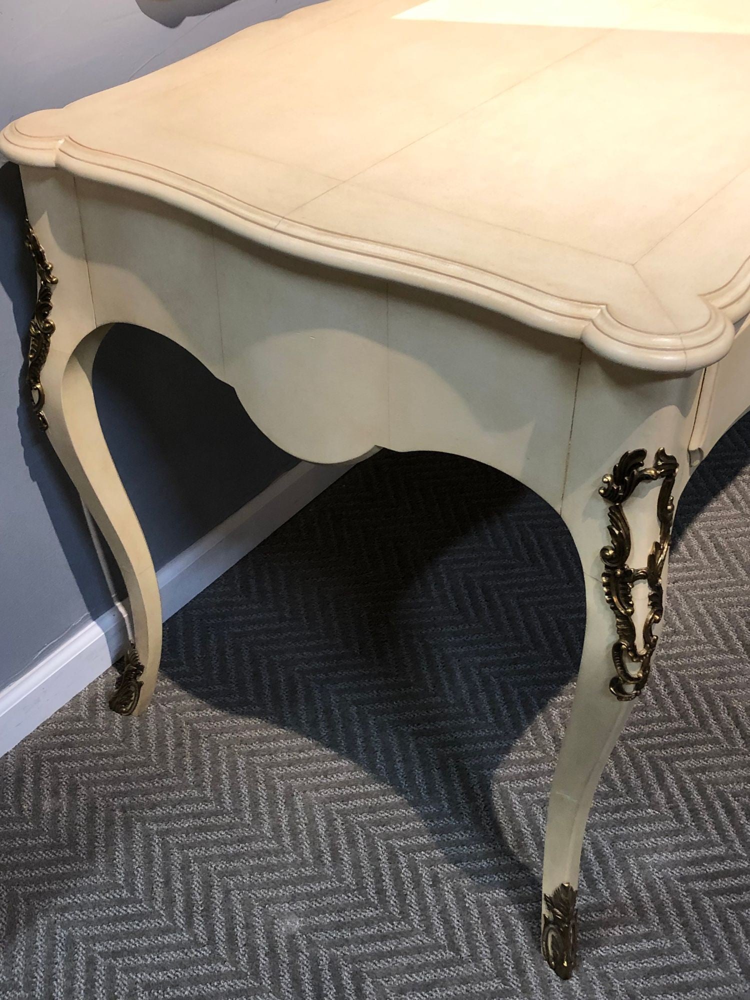 Hollywood Regency Style Parchment Desk Louis XV Style