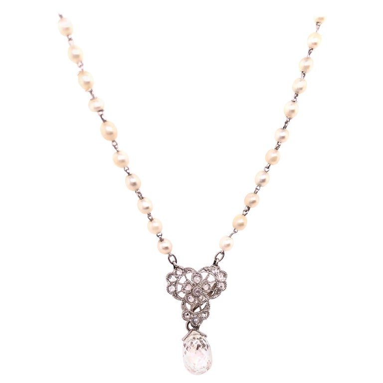 Briolette Diamond Tiffany & Co. Beaded Pearl Necklace With Diamonds