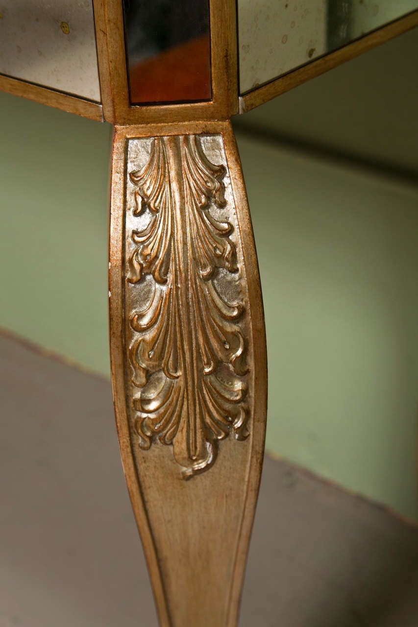 Hollywood Regency Style Mirror Console Table With Gold Gilt Frame Single Drawer
