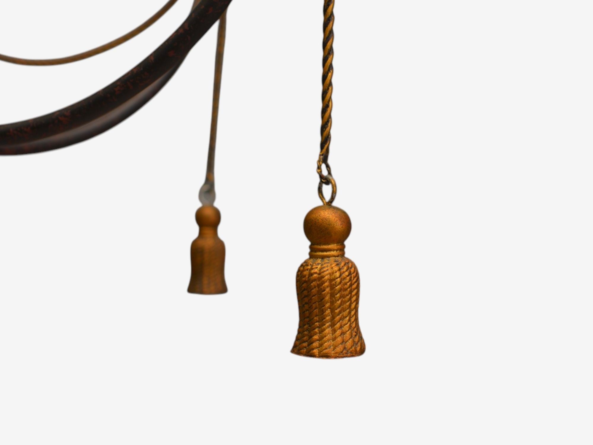 Hollywood Regency Style, Metal, Brass, Tassel Motif Chandelier, USA, 1960s