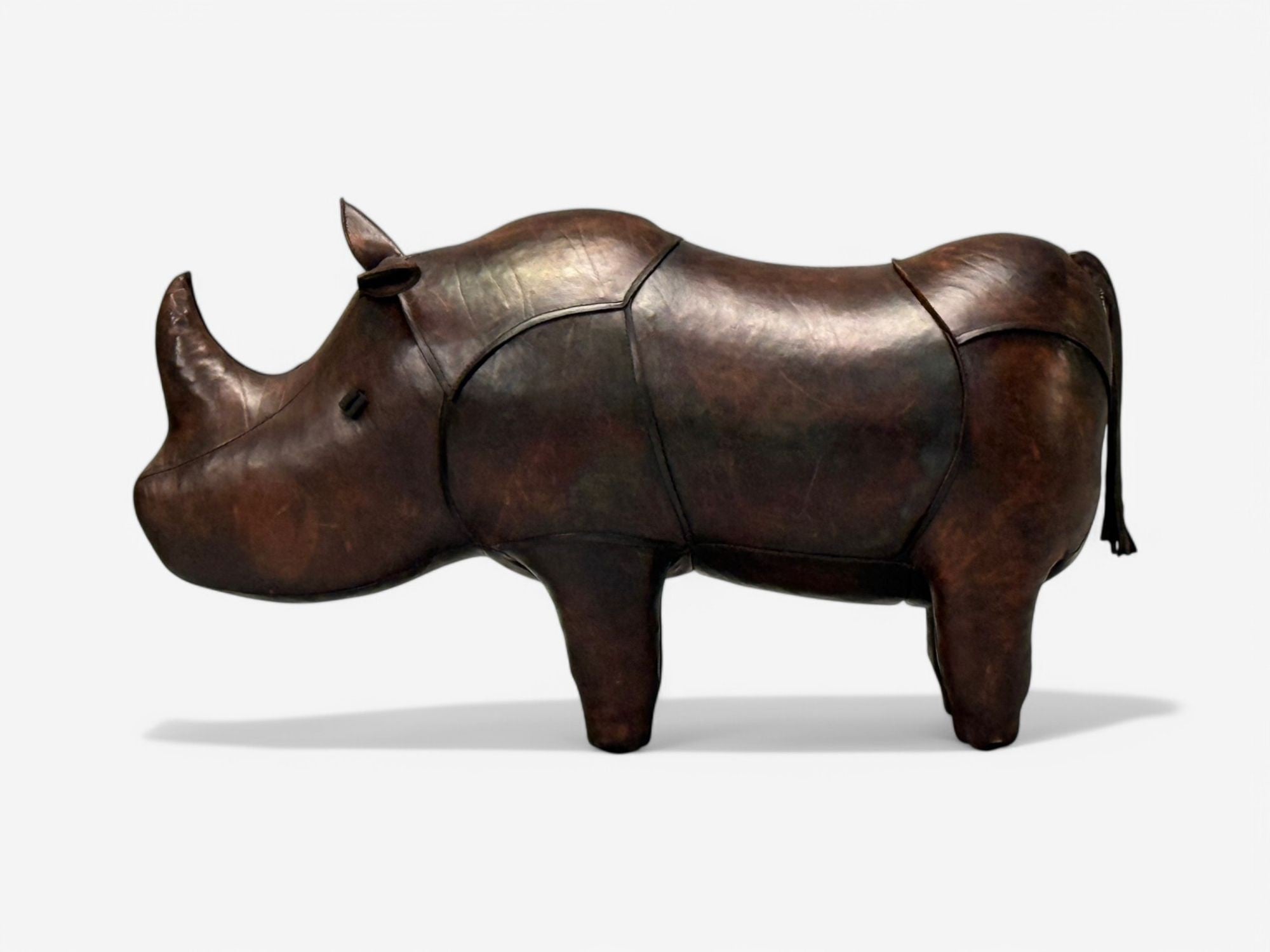 Abercrombie & Fitch, Dimitri Omersa, Distressed Leather, Rhino Footstools, 1950s