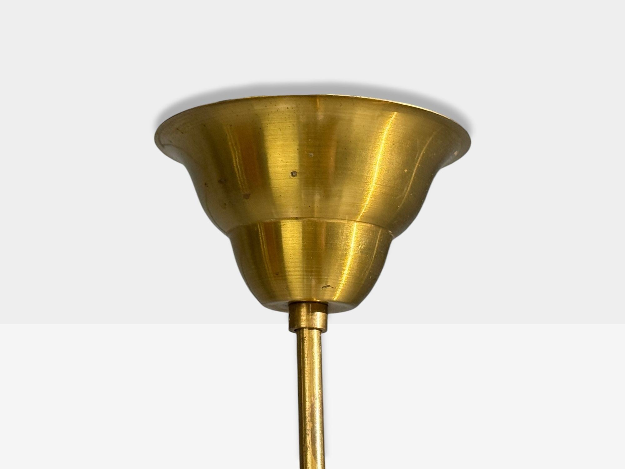 Swedish Modern, Pendant Light, Brass, Wood, Sweden, 1940s