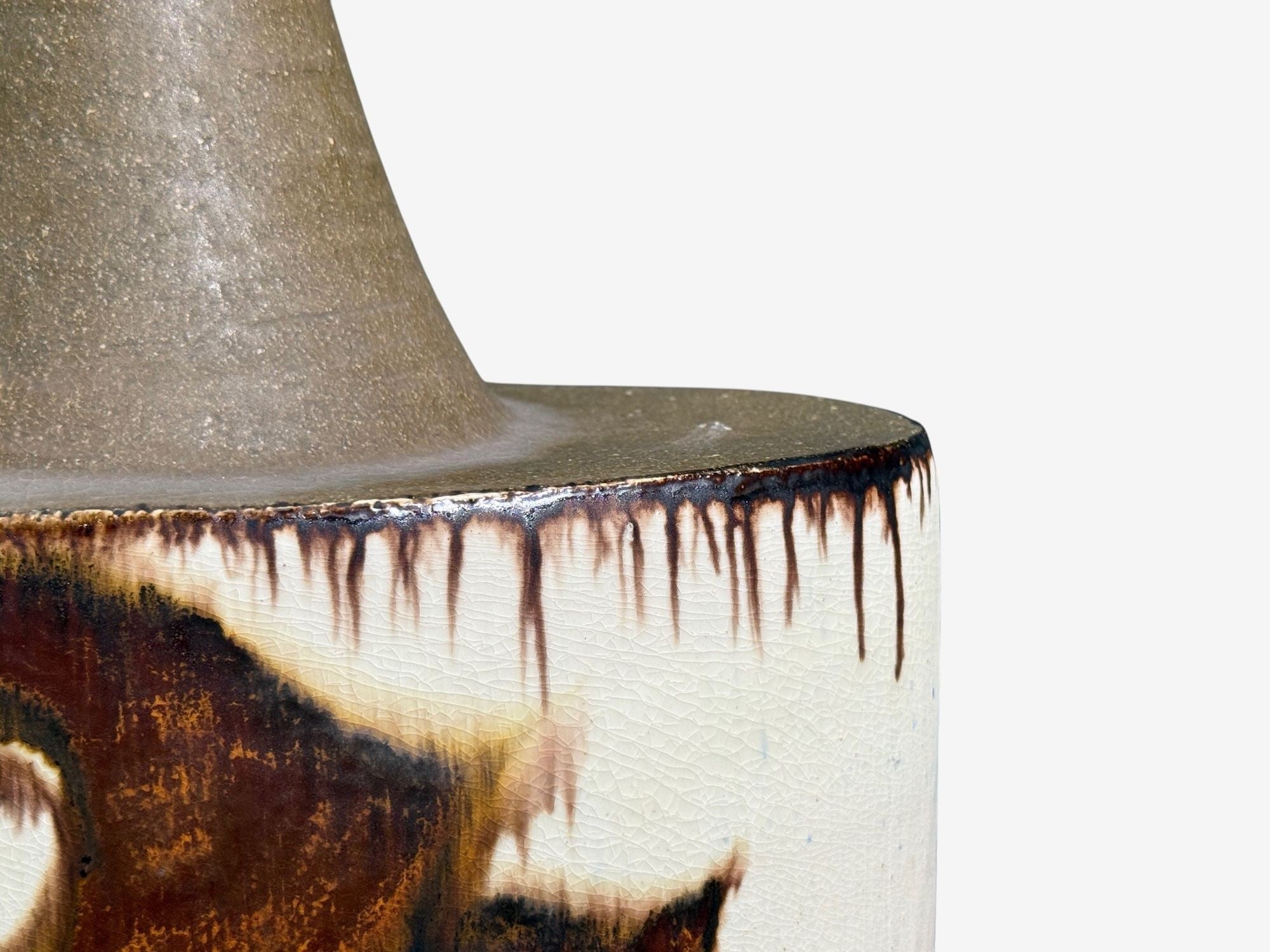 BJ Keramik, Large Table Lamp, Brown Stoneware, Denmark, 1960's