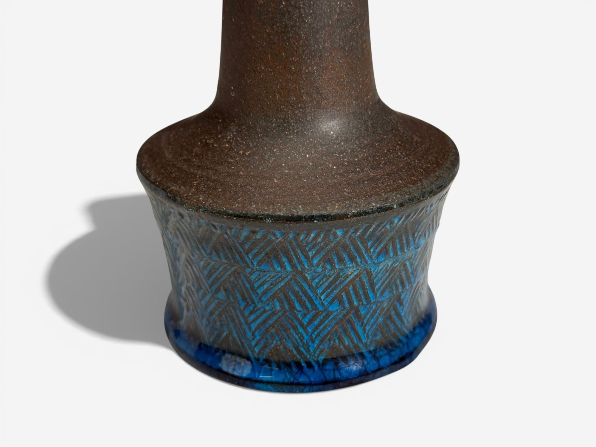 Nils Kähler, Small Table Lamp, Brown Stoneware, Denmark, 1950s
