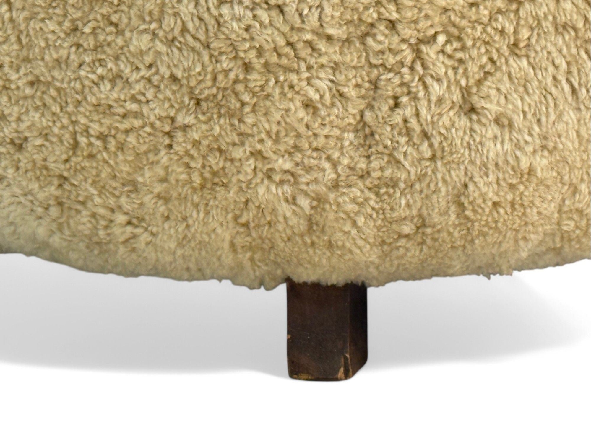 Danish Modern, Beech, Honey Sheepskin, Banana Style Tub Chair, Denmark, 1930s