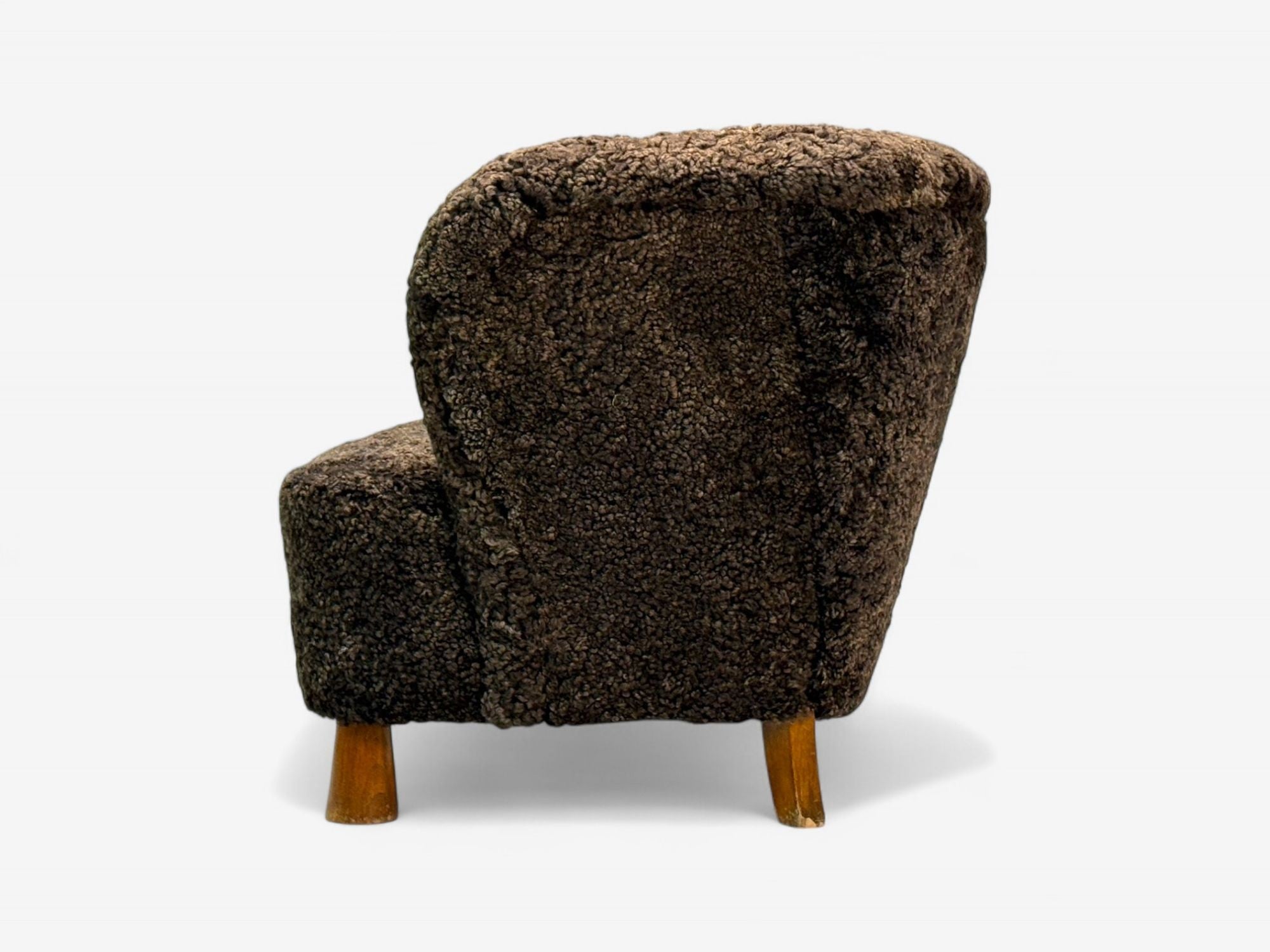 Danish Mid-Century Modern, Beech, Brown Sheepskin, Sofa, Denmark, 1930s