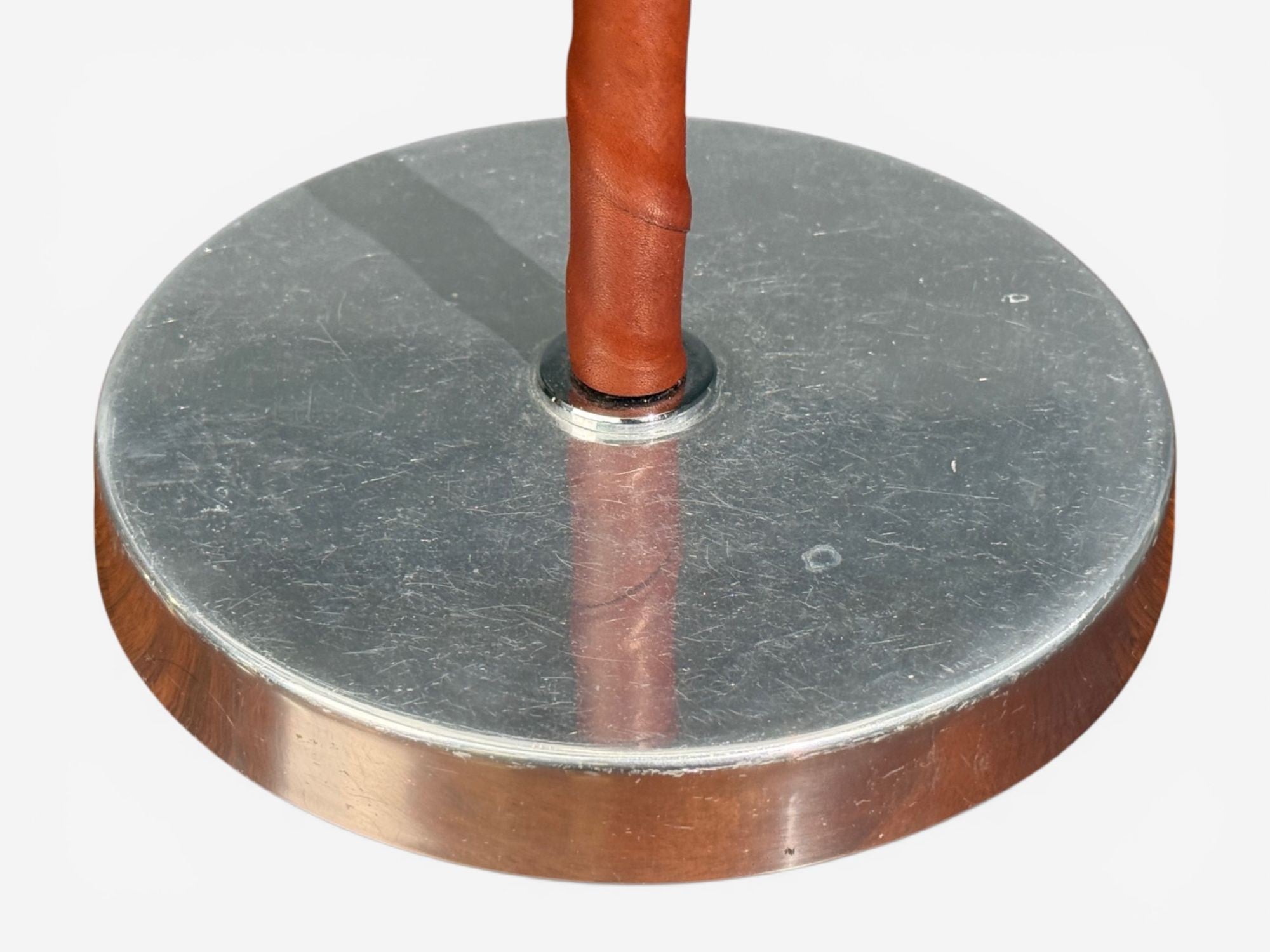 Bergboms, Table Lamps, Leather, Nickel Plated, Sweden, 1960s