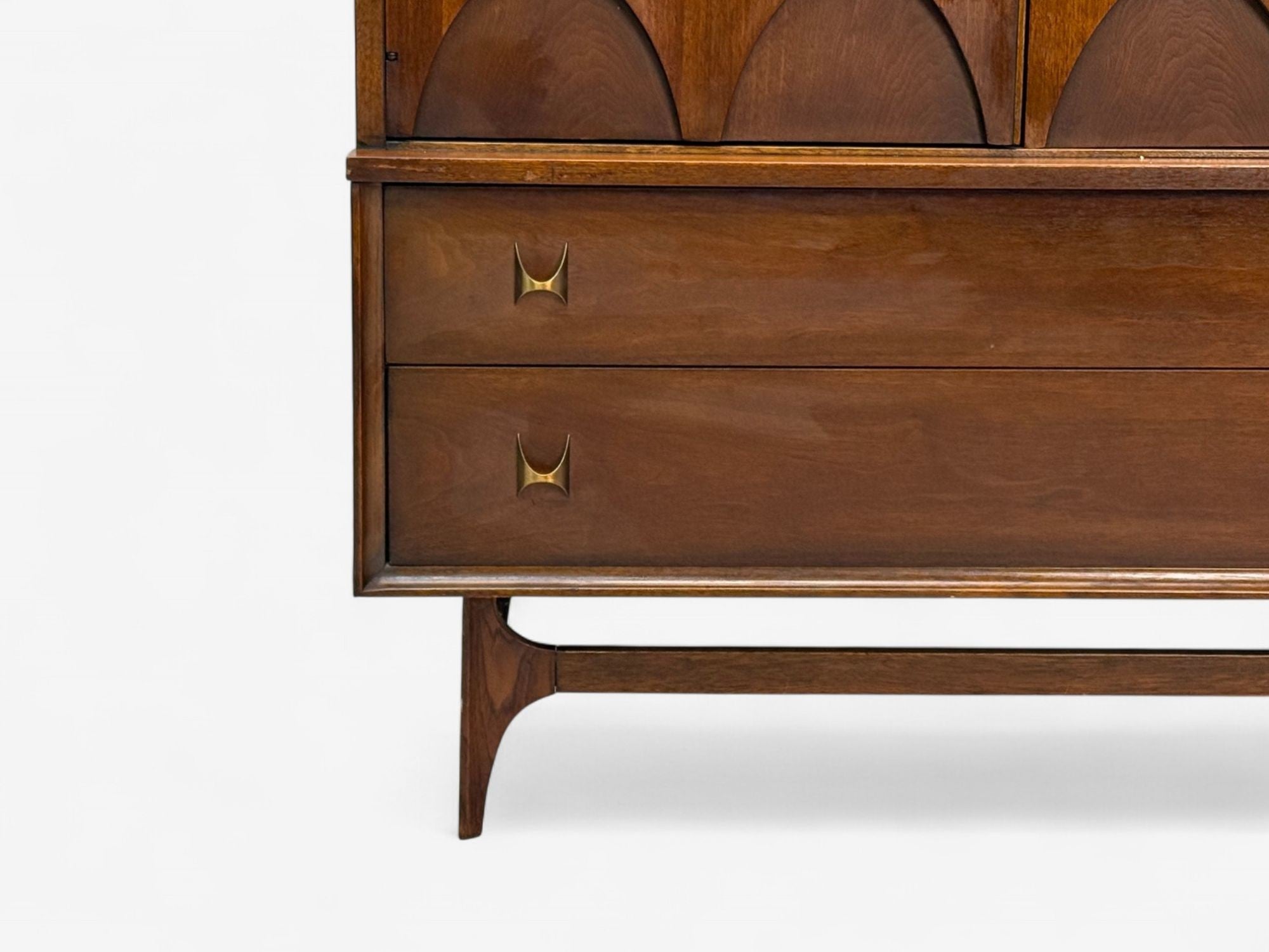 Broyhill Brasilia, Mid-Century Modern, Walnut, Brass, Highboy, USA, 1960s