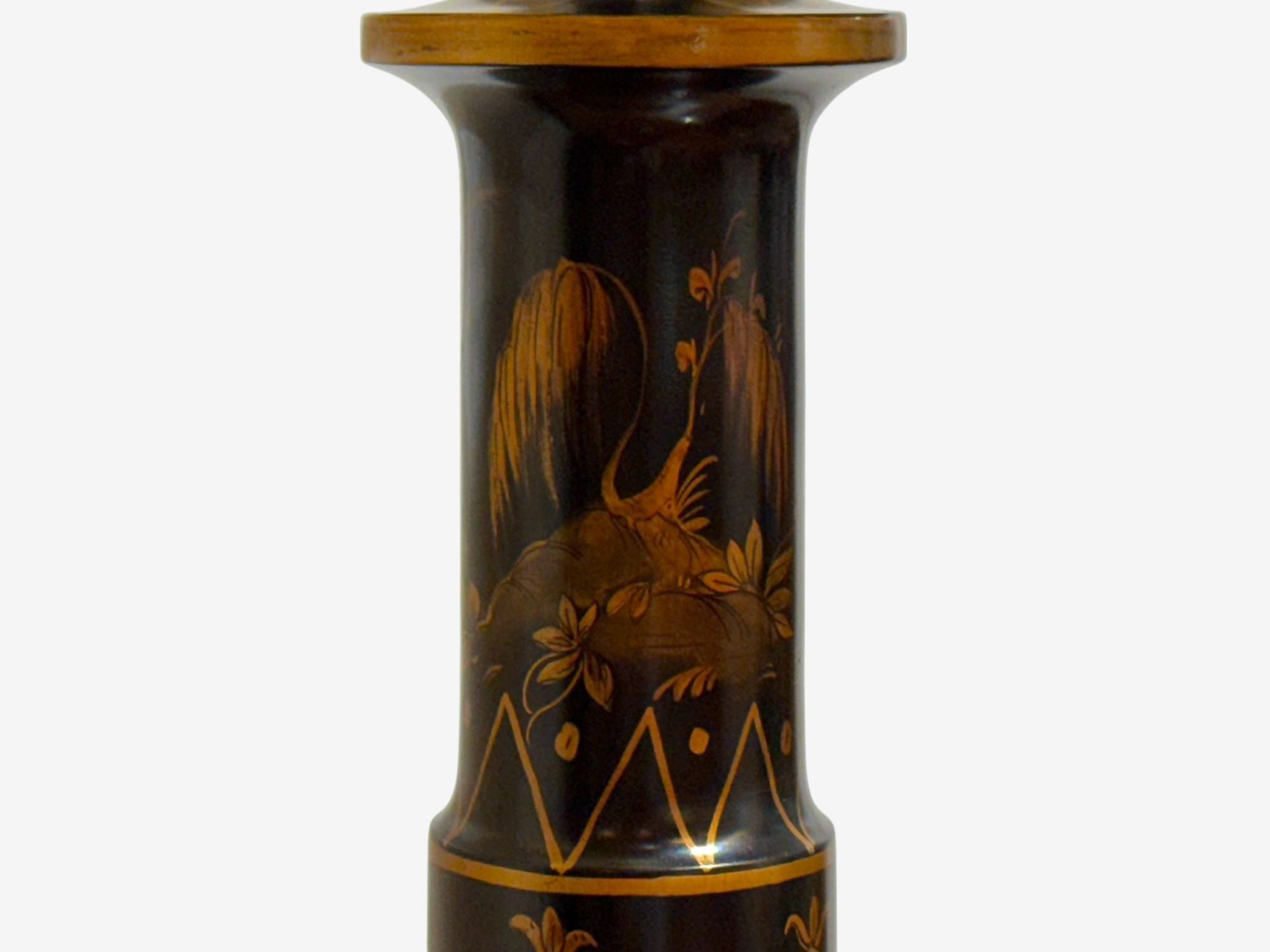 Chinoiserie Style, Ebonized Wood, Gilt, Table Lamps, USA, 1960s