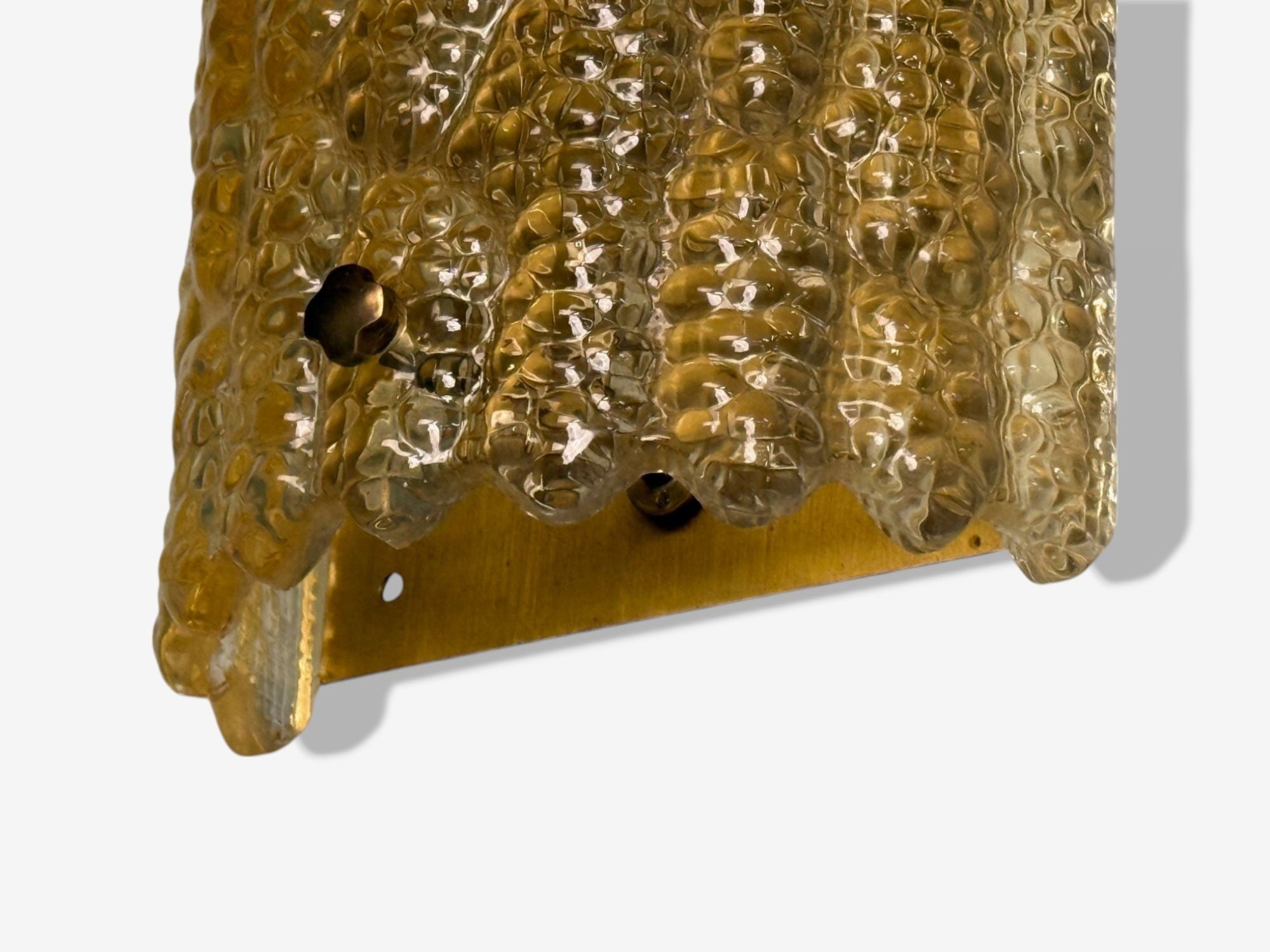 Orrefors, Swedish Modern, Brass, Glass, Wall Light, Sweden, 1960s