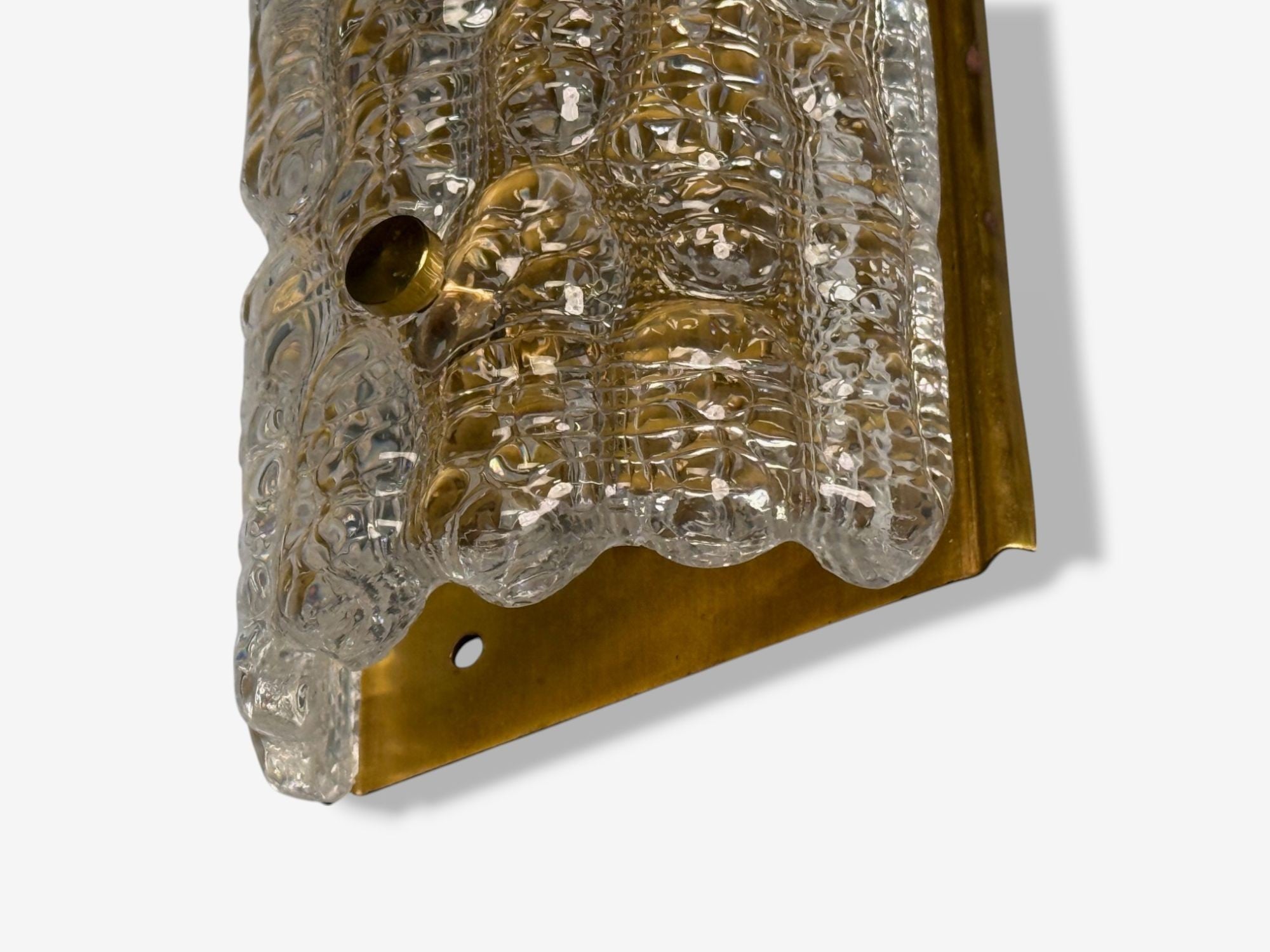 Carl Fagerlund, Textured Glass, Brass, Wall Lights, Sweden, 1960s