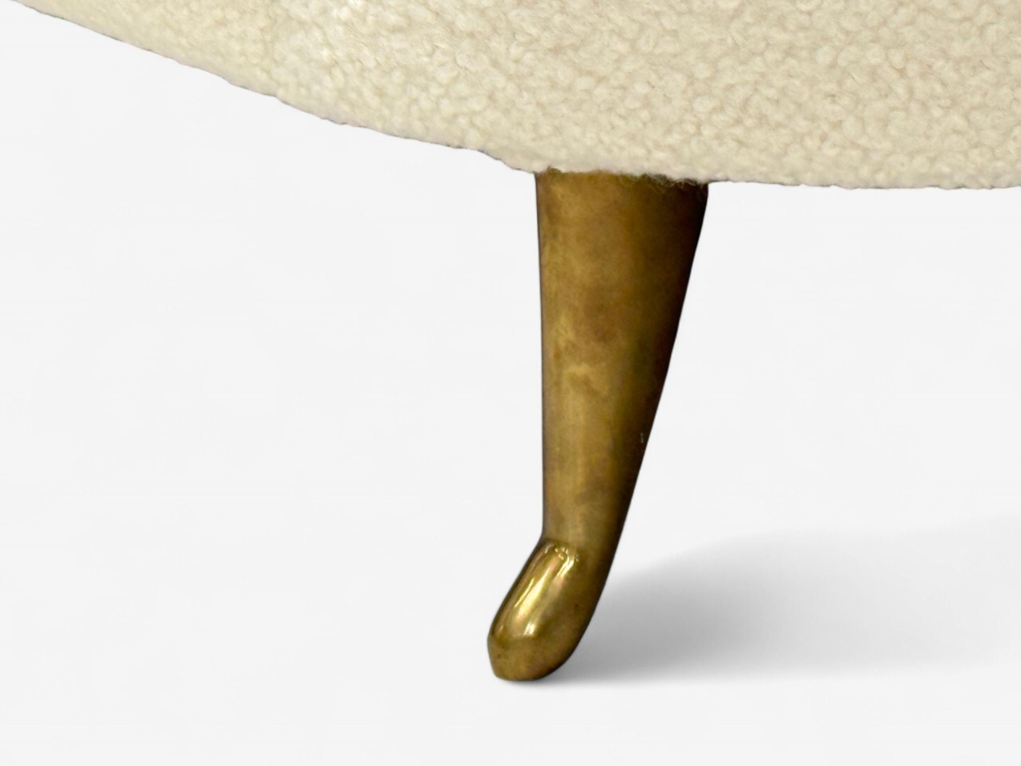 Federico Munari, Italian Modern, White Boucle, Bronze, Italy, 1950s
