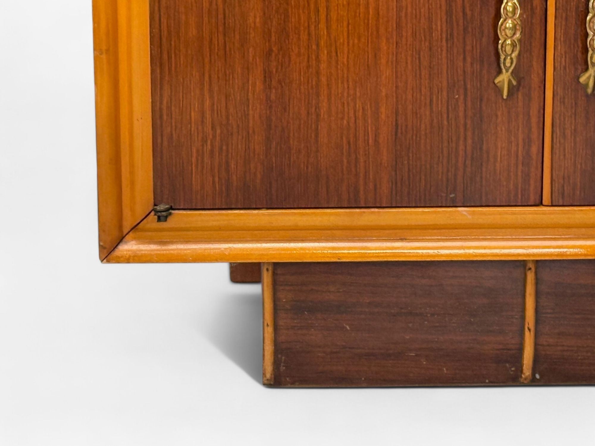 Italian Modern, Wood, Brass, Glass, Nightstands, Italy, 1950s