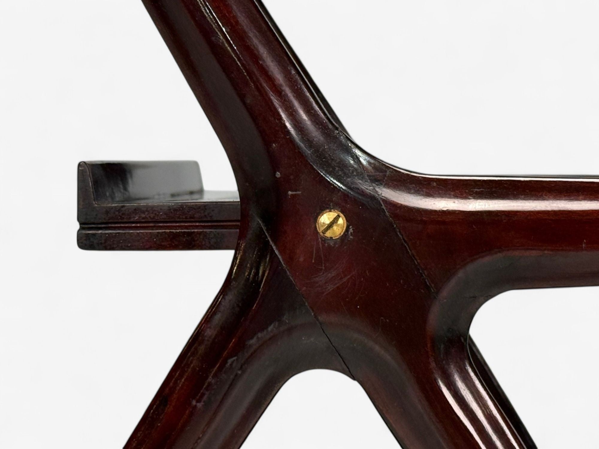 Ico Parisi Style, Italian Modern, Wood, Brass, Glass, Bar Cart, Italy, 1950s