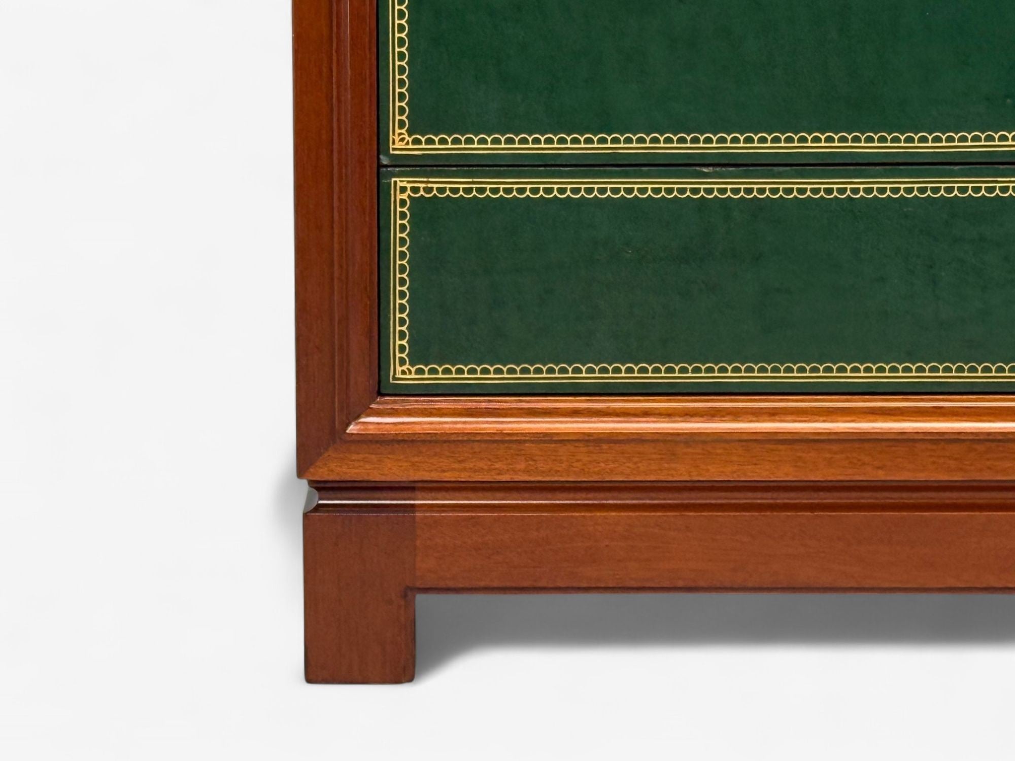 Tommi Parzinger, Wood, Brass, Green Leather, Chests of Drawers, USA, 1950s