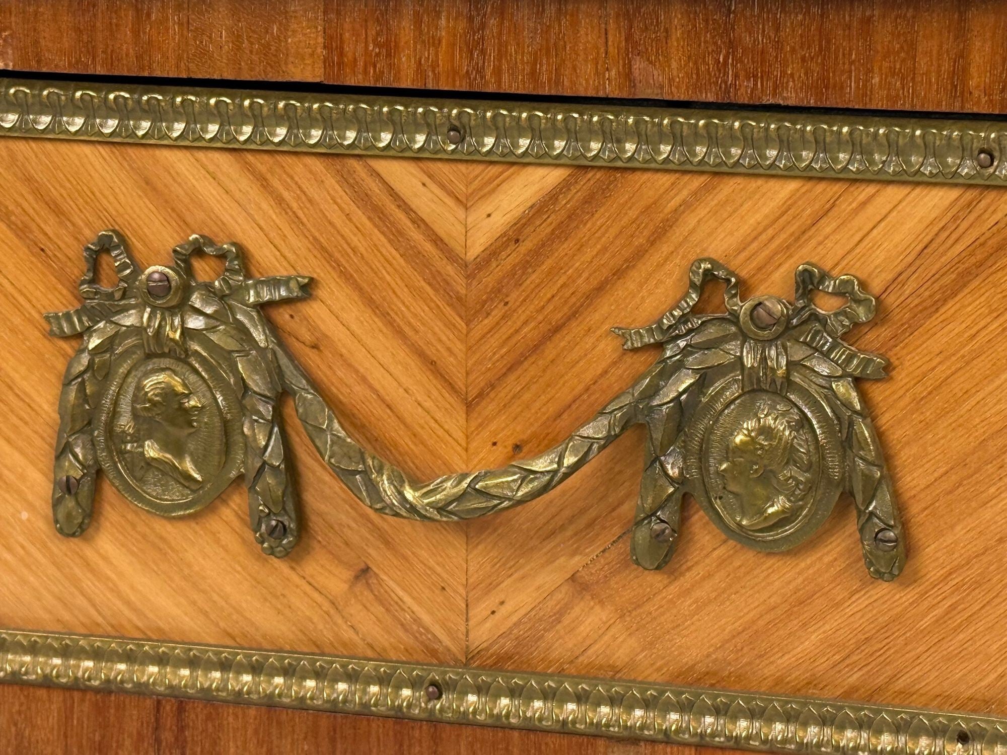 Louis XVI Style, Marquetry, Leather, Writing Desk, France, 19th.