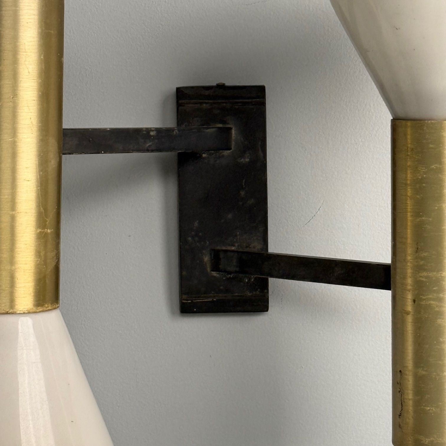 Stilux, Italian Mid-Century Modern, Wall Sconces, Brass, Aluminum, Italy, 1960s