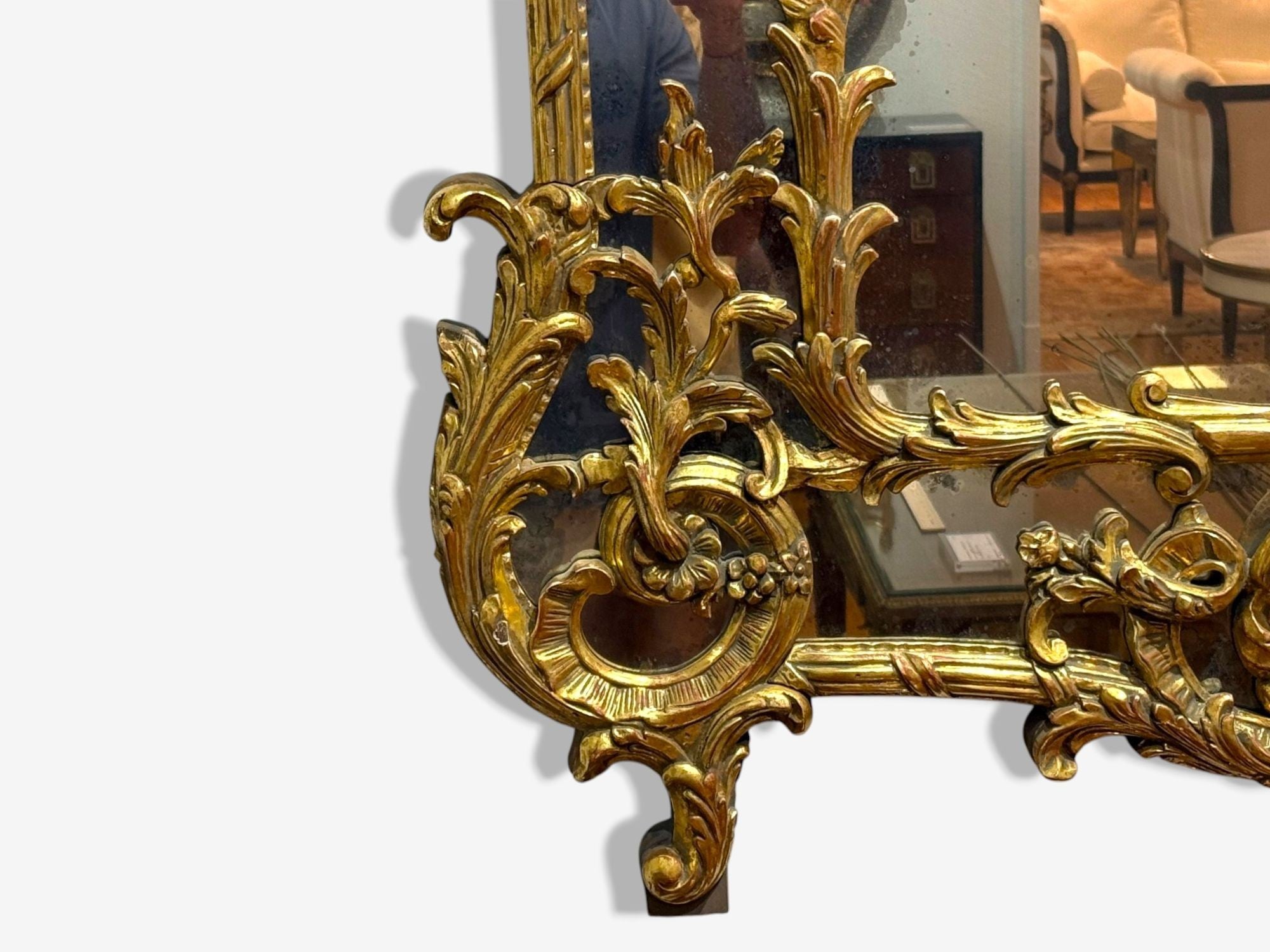 George III Style, Giltwood, Silvered Mirror, Monumental Wall Mirrors, England, 1950s