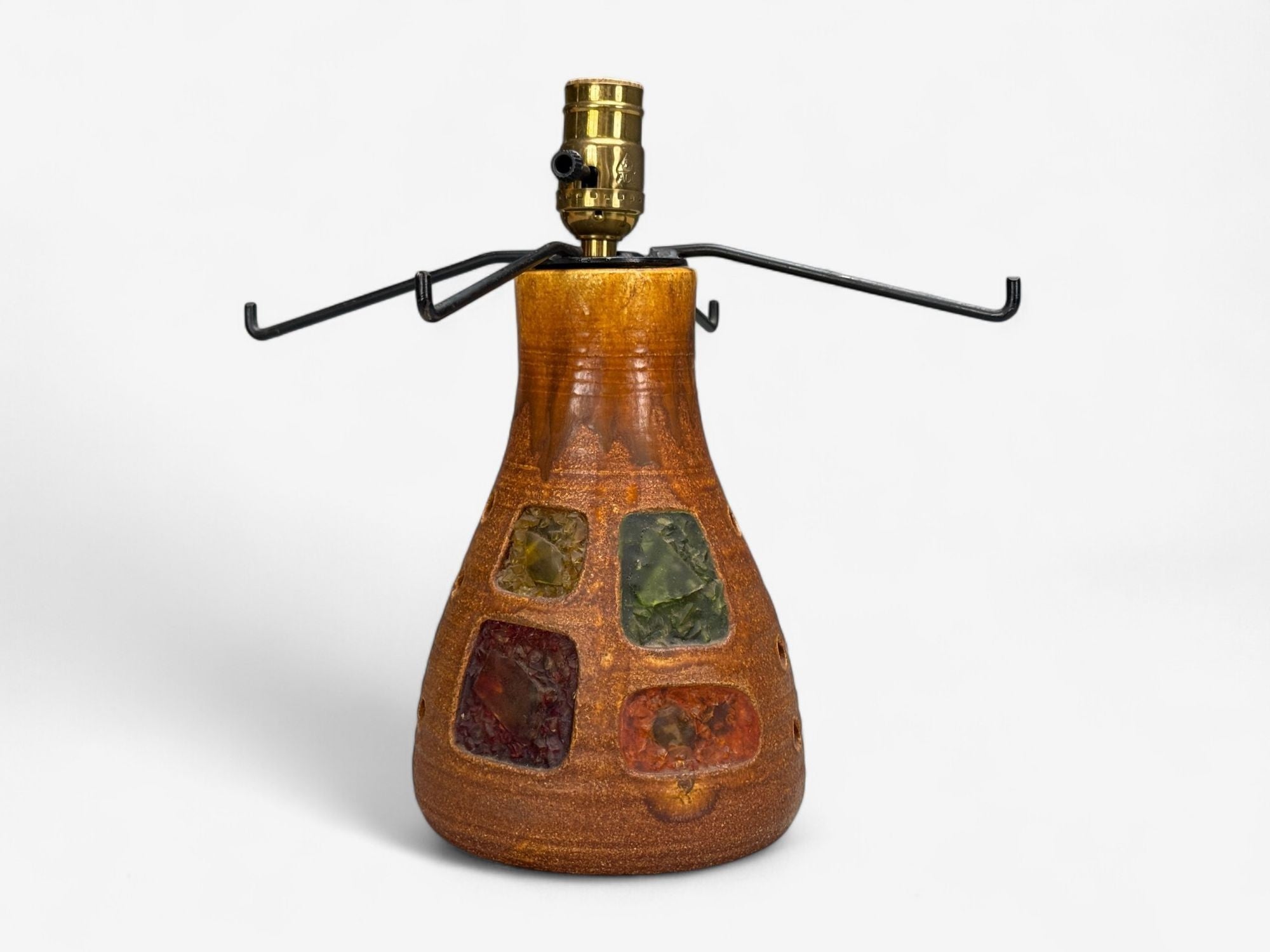 Accolay, Ceramic, Stained Glass, Spun Resin, Table Lamp, France, 1960s
