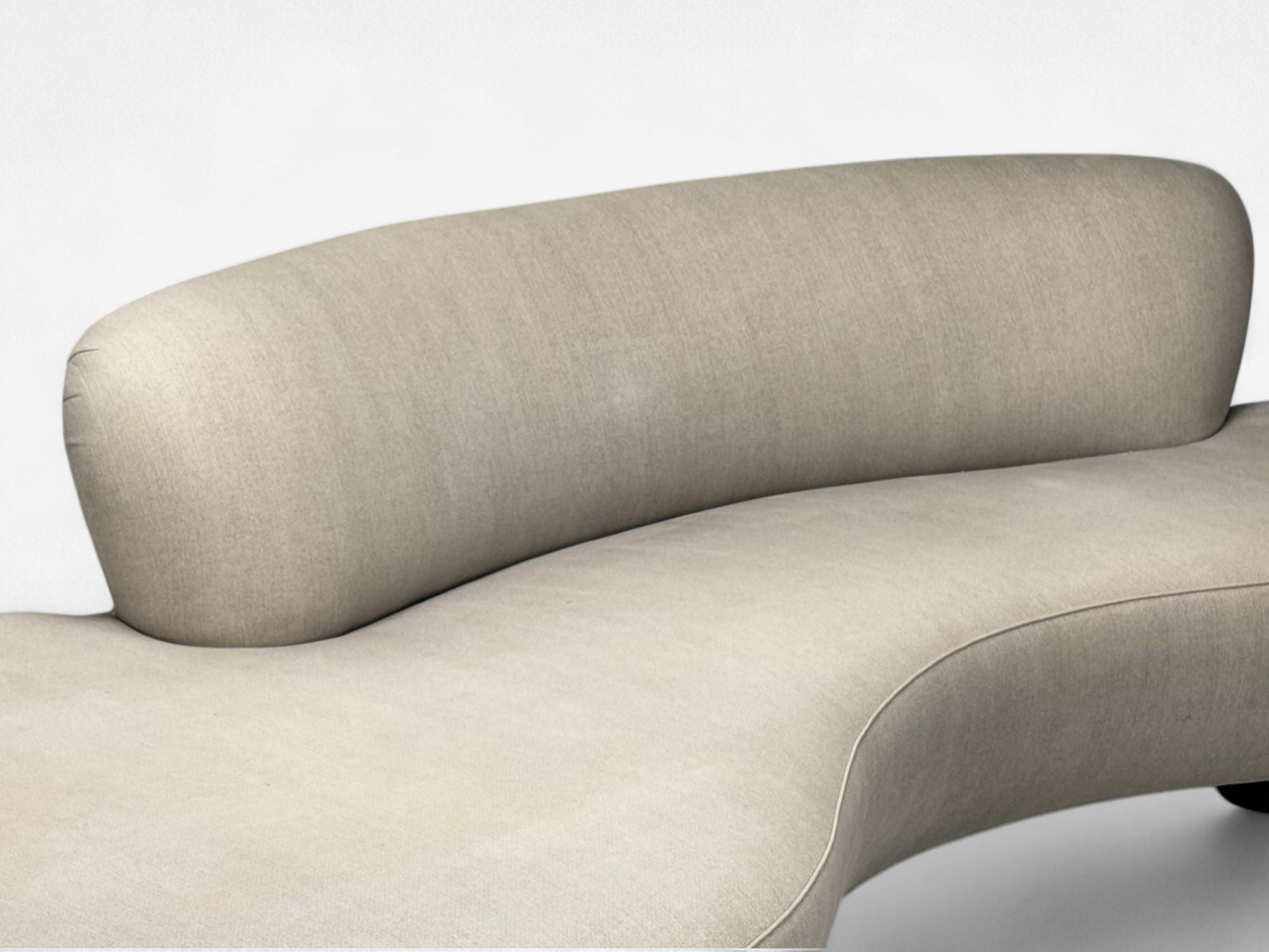 Vladimir Kagan, Walnut, Fabric, Monumental Serpentine Sofa, USA, 2000s