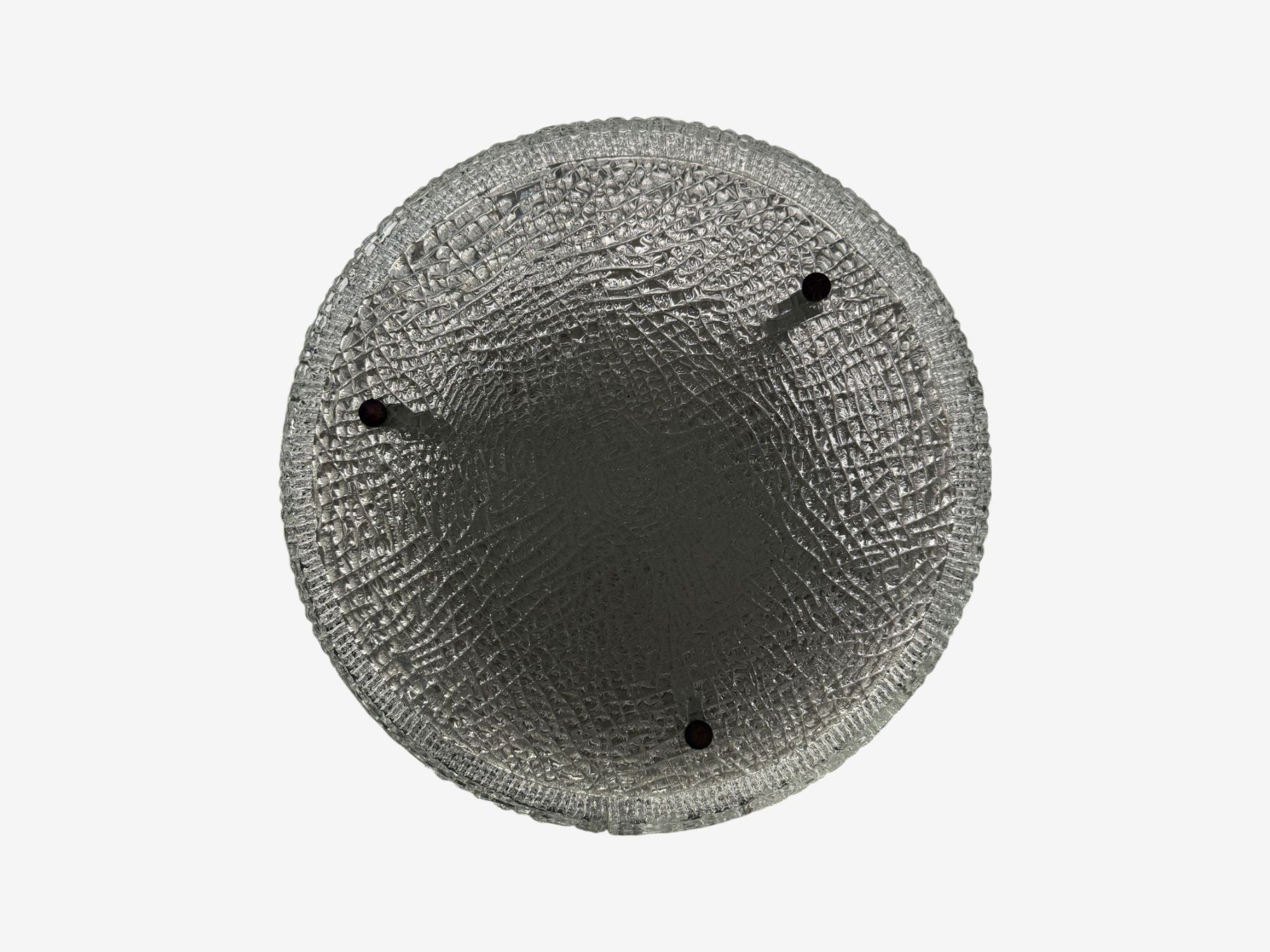 Kaiser Leuchten, Textured Glass, Nickel, Pendant Light, Germany, 1960s