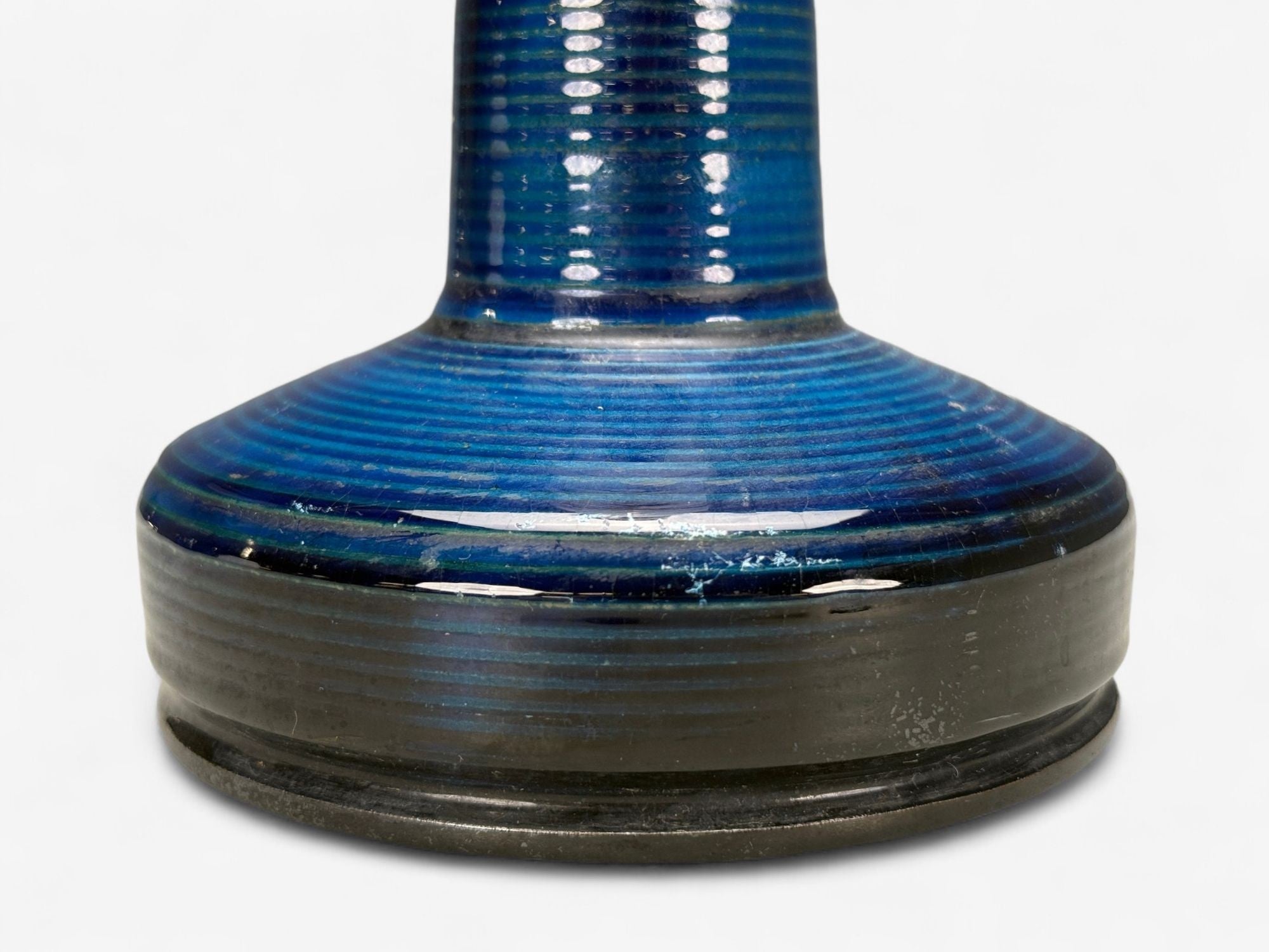 J. Holstein Keramik, Blue Stoneware, Table Lamp, Denmark, 1960s