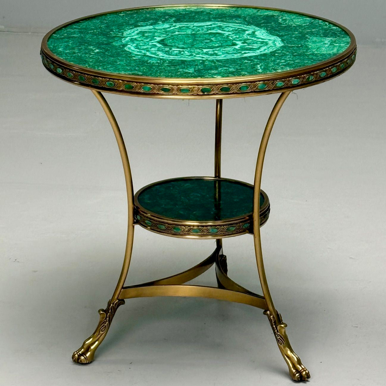Louis XVI Style, Jeweled Gueridons, Malachite, Bronze, France, 20th C.