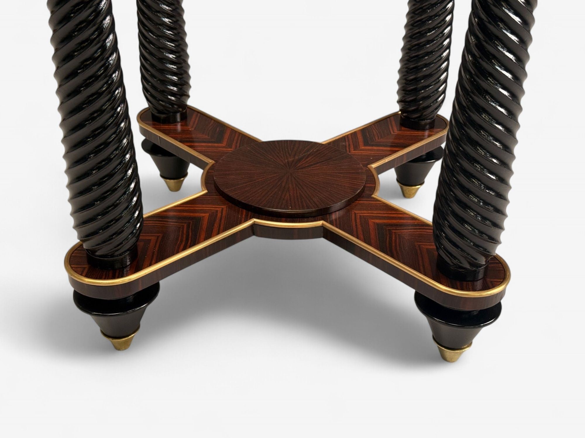 Regency, Macassar, Ebony, Brass Inlay, Center Table, France, 1970s