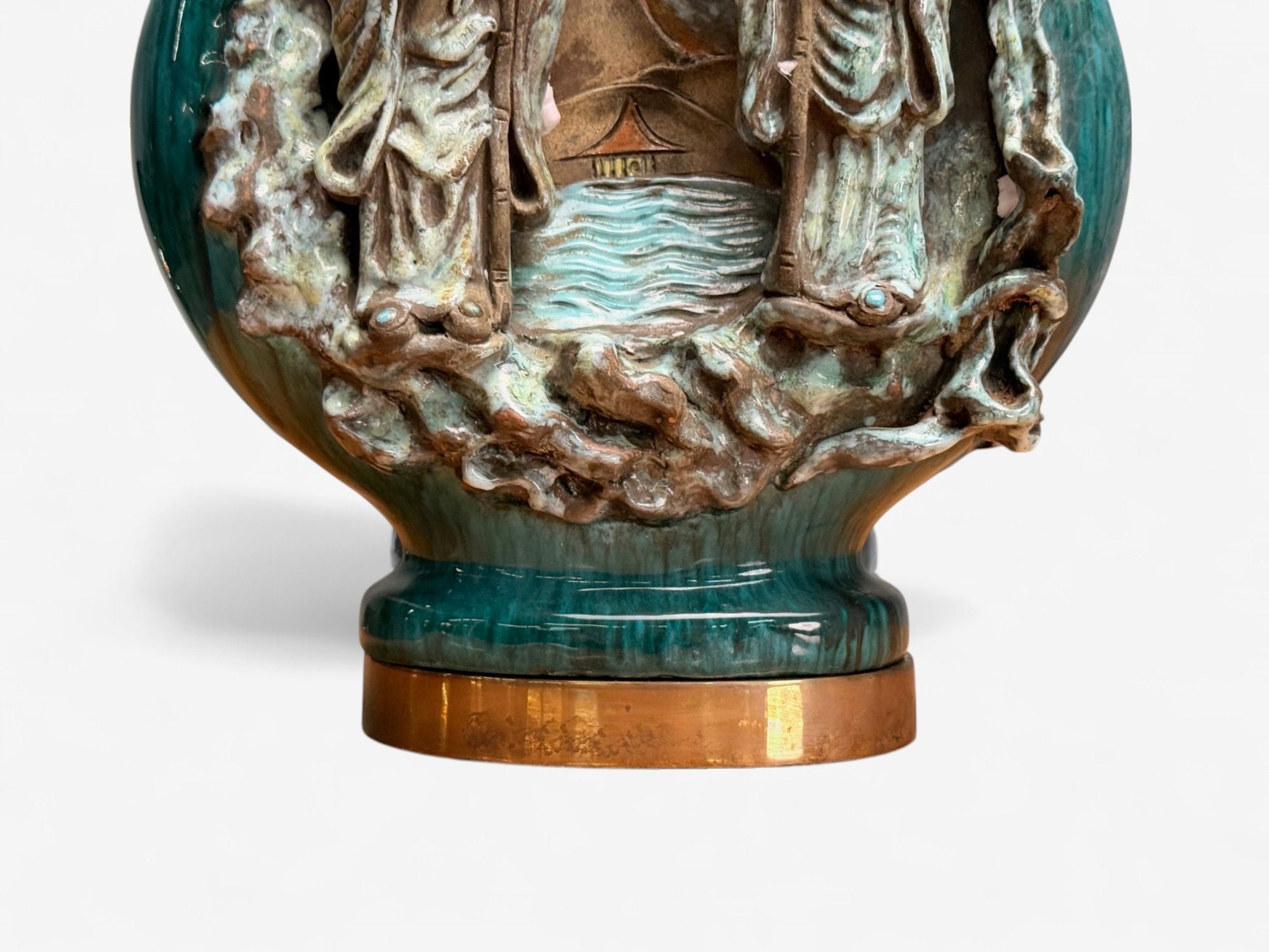 Marcello Fantoni, Green Ceramic, Chinese Table Lamps, Italy, 1940s