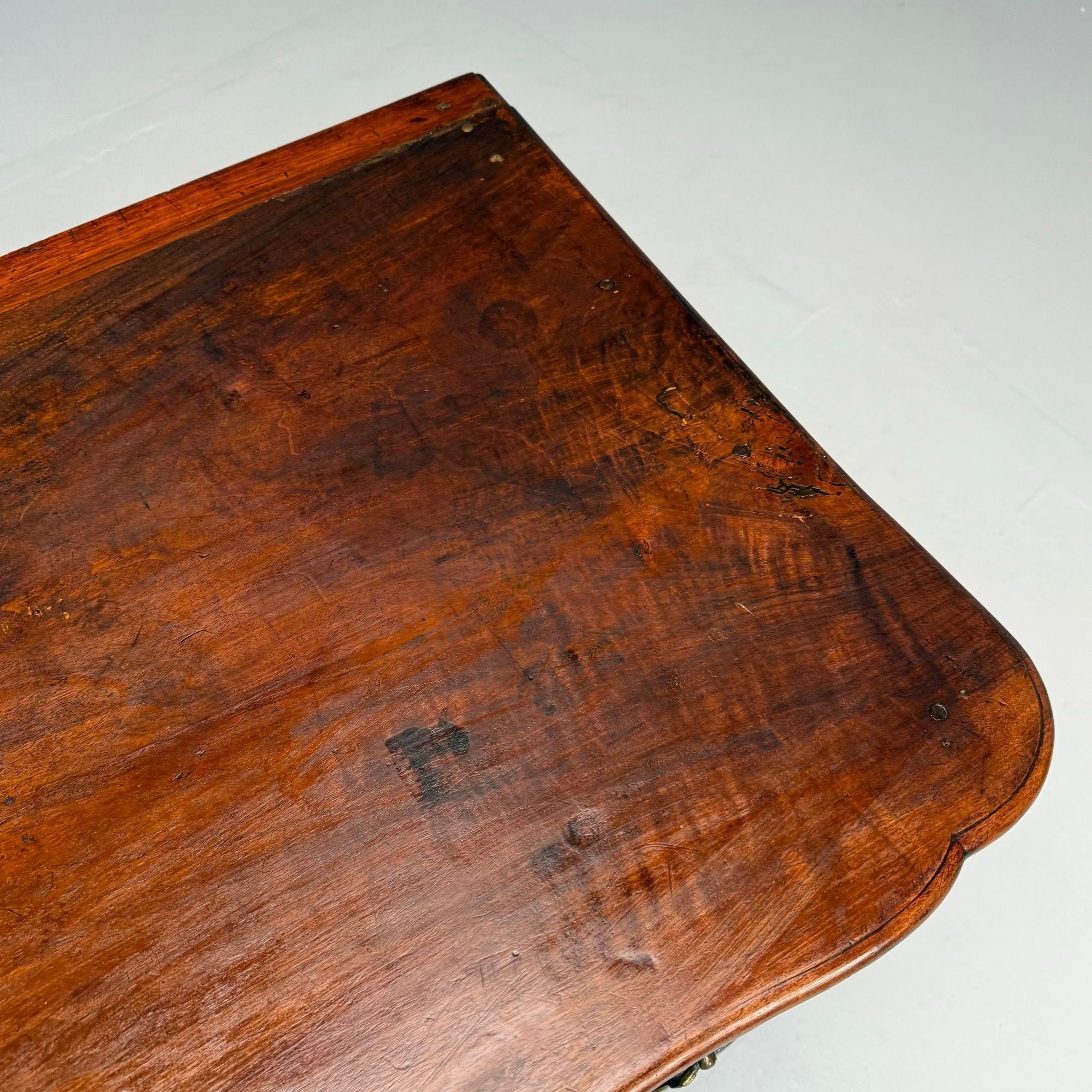 Baroque, French Louis XV, Provincial Cabinet, Walnut, Patinated Brass, 18th C.