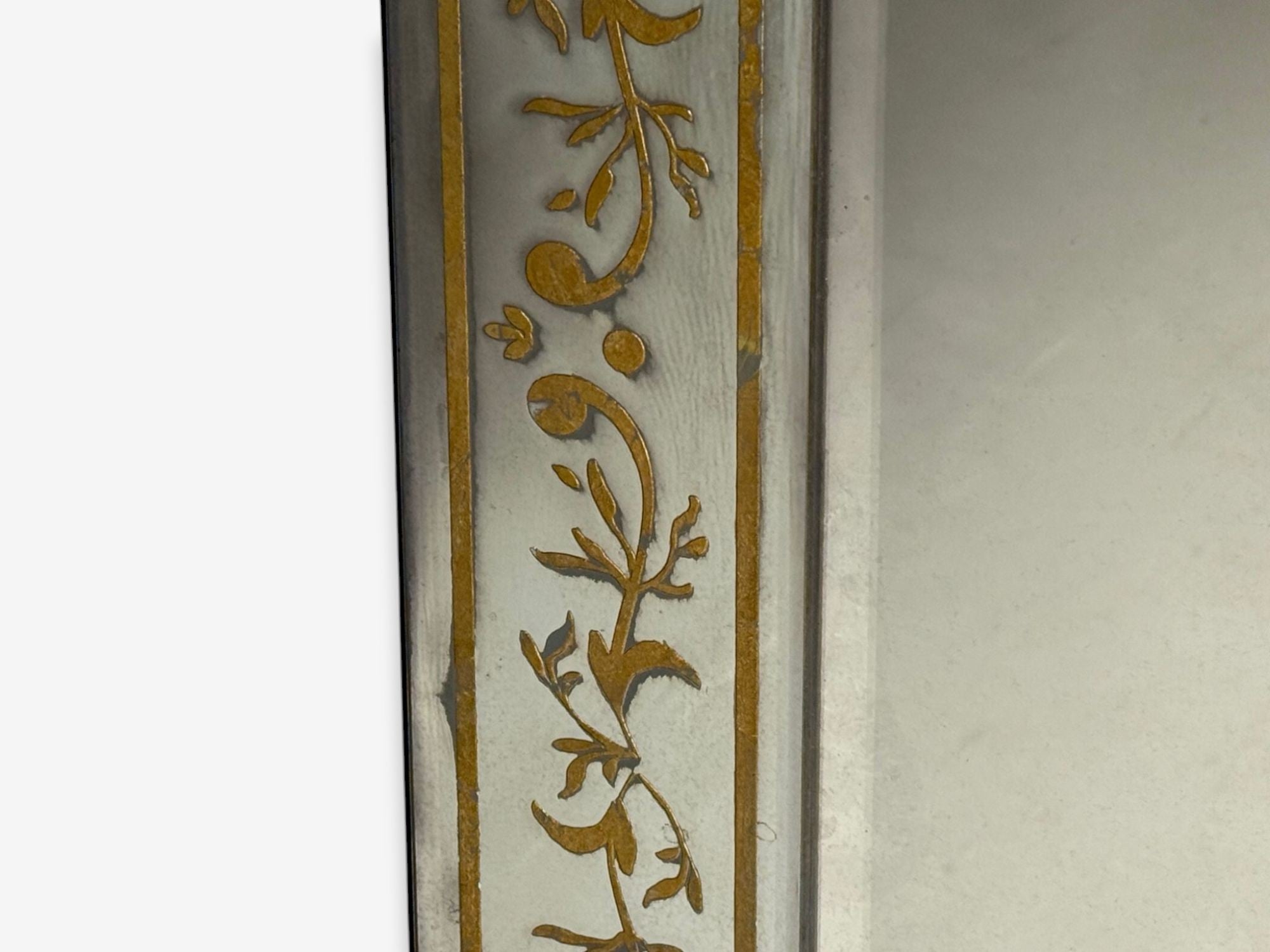 Maison Jansen Style, Verre Églomisé Glass, Wood, Venetian Wall Mirror, 20th c.