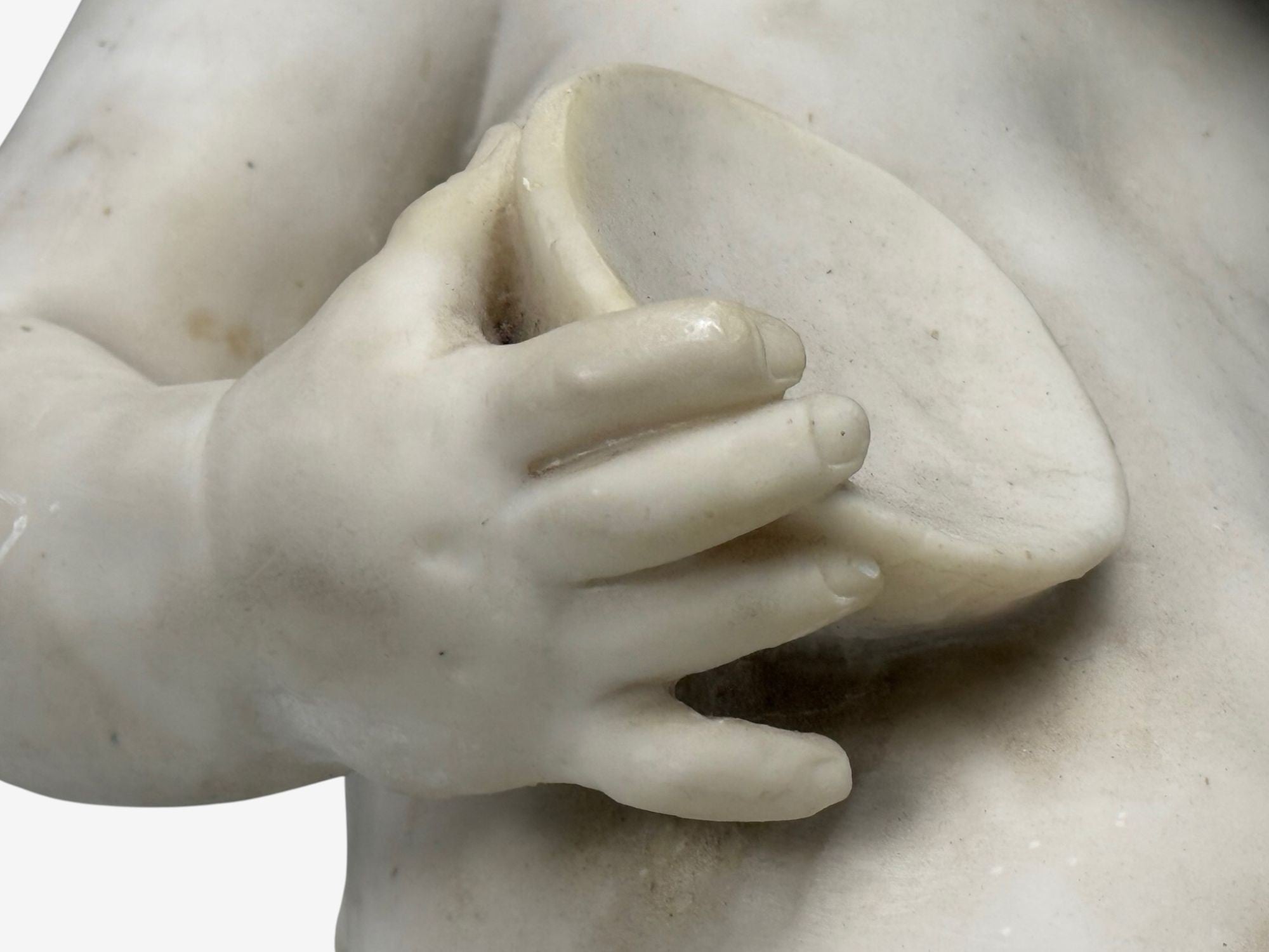 Neoclassical, Faux Marble, Seated Angel Busts on Sleighs, Italy, 1960s