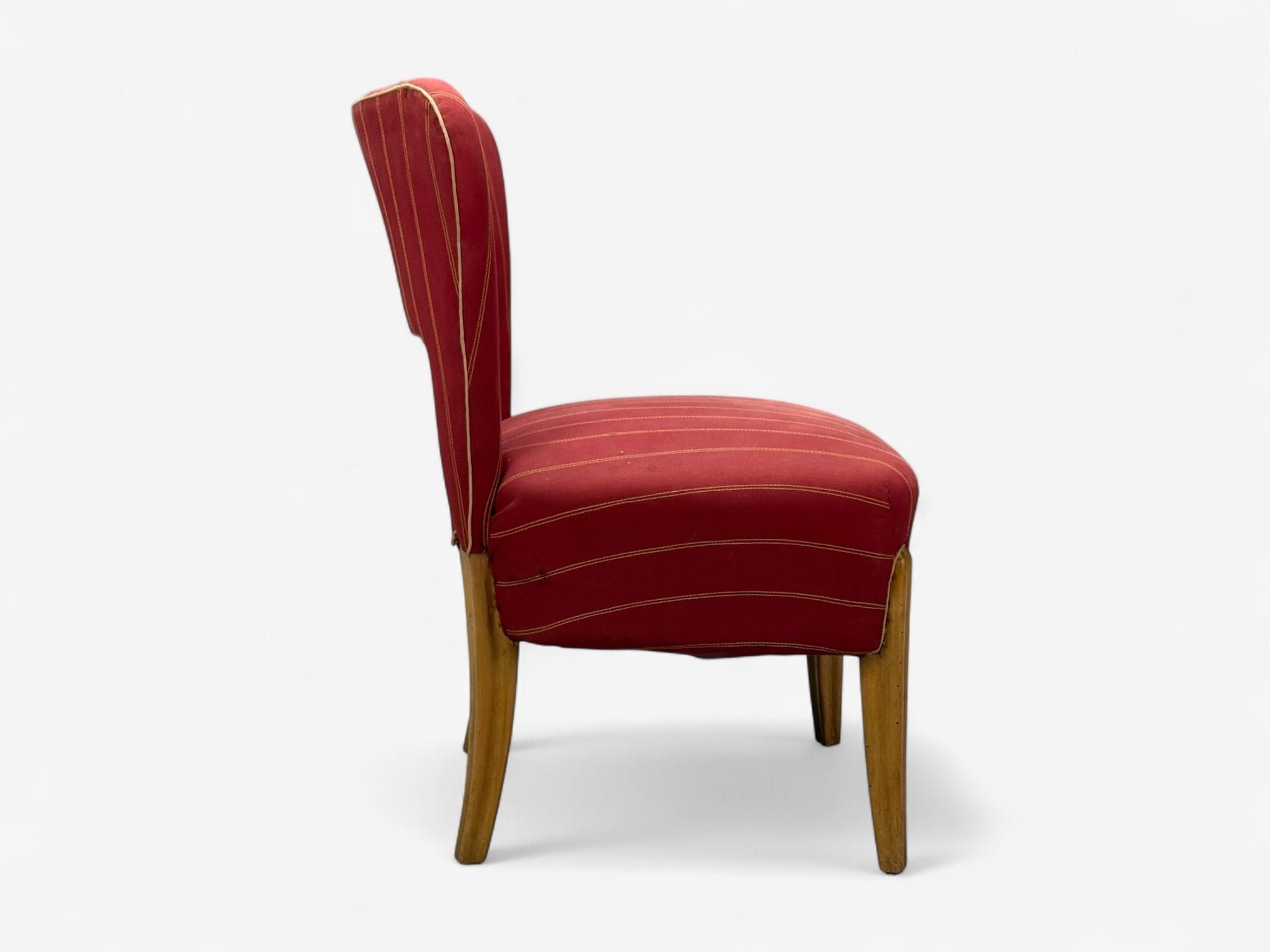 Pier Luigi Colli, Maple, Red Fabric, Low Lounge Chairs, Italy, 1950s