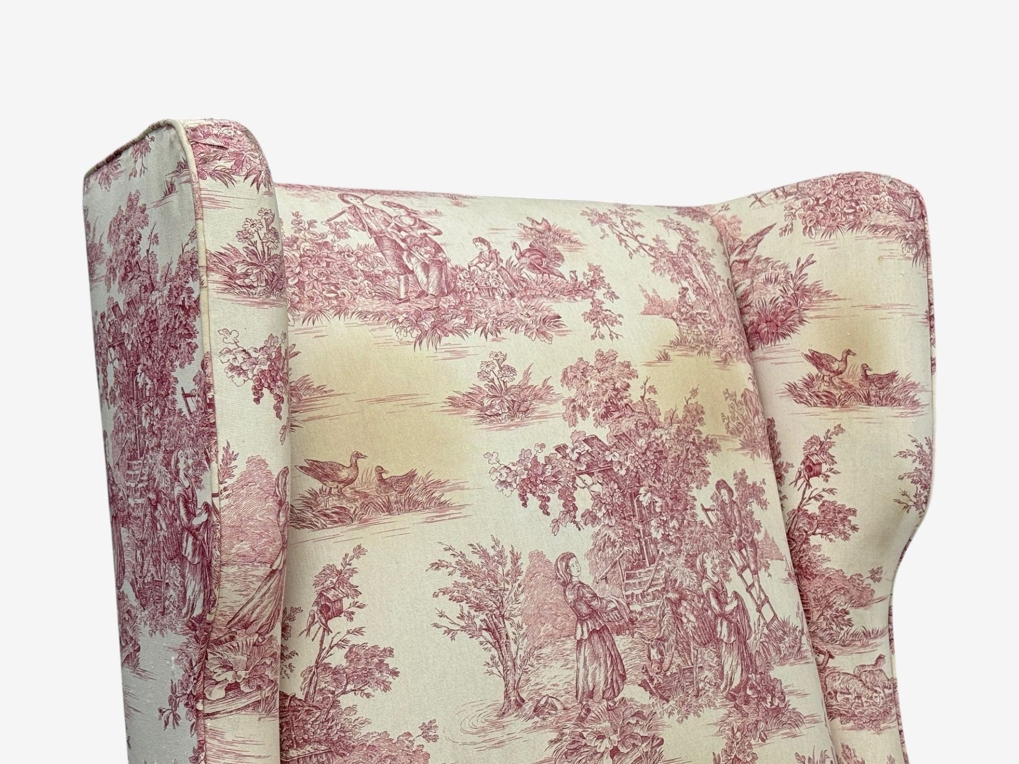 Italian Modern, Ashwood, Fabric, Large Wingback Chairs, Italy, 1950s