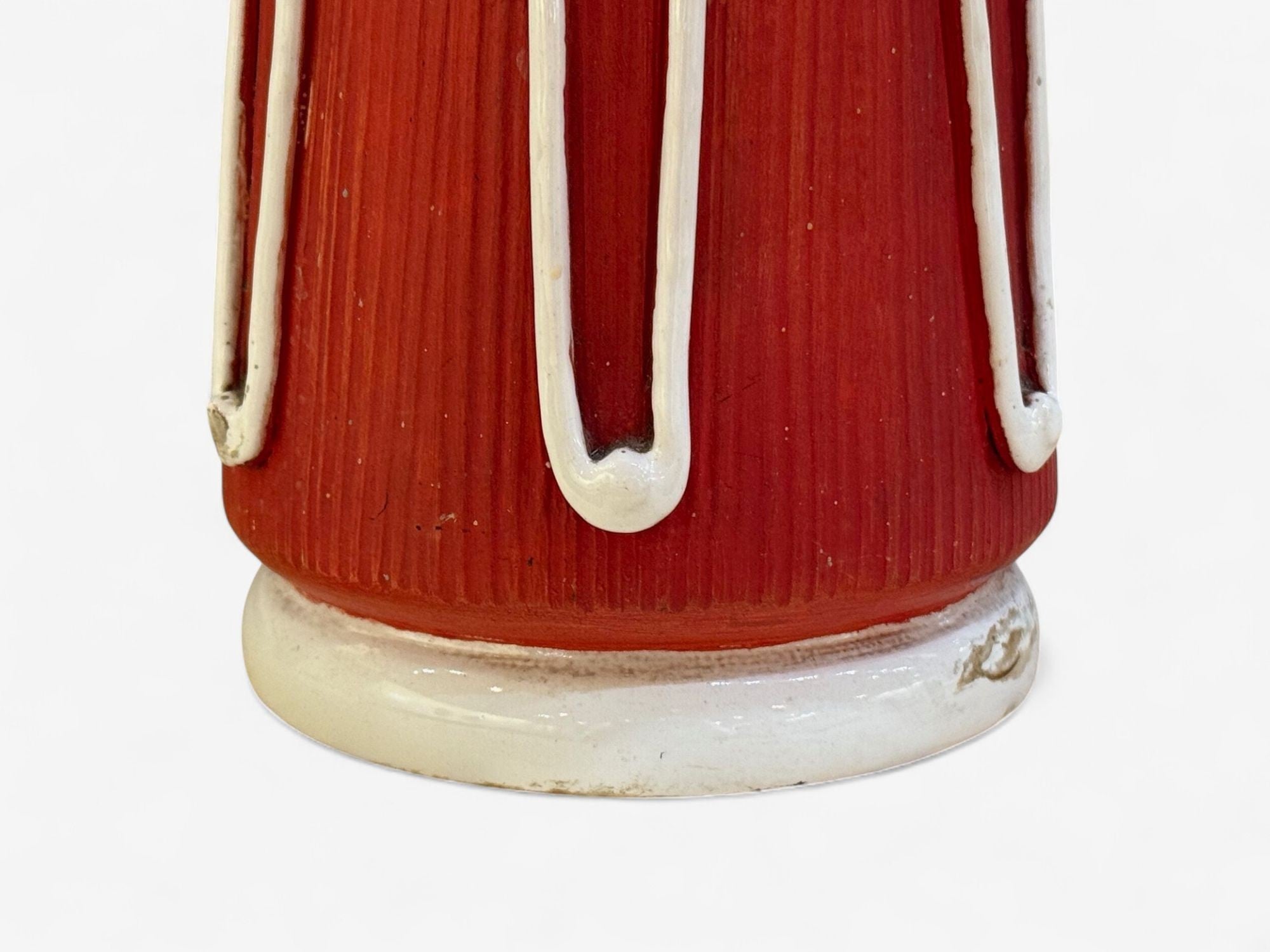 Italian Modern, Red Ceramic, Table Lamp, Italy, 1950s