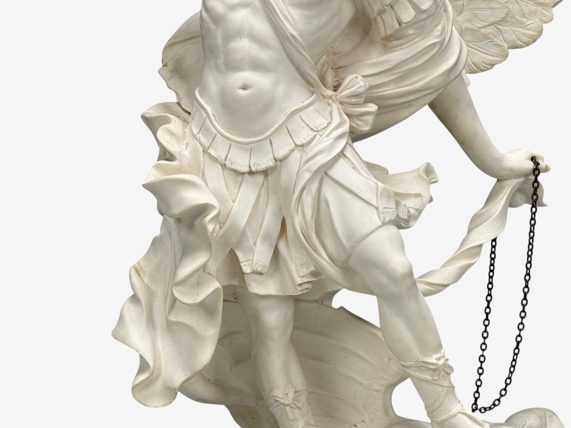 Statue of Saint Michael the Archangel, Composite, Marble Base, Italy, 20th c.