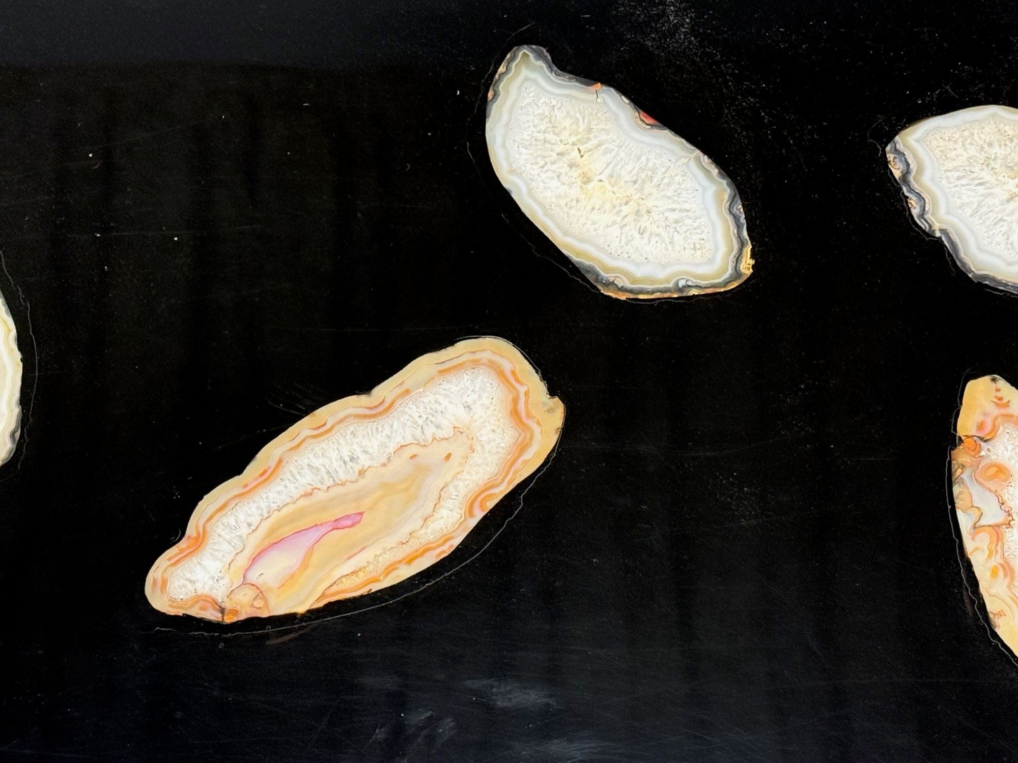 Ado Chale, Black Resin, Agate, Coffee Table, Belgium, 1990s