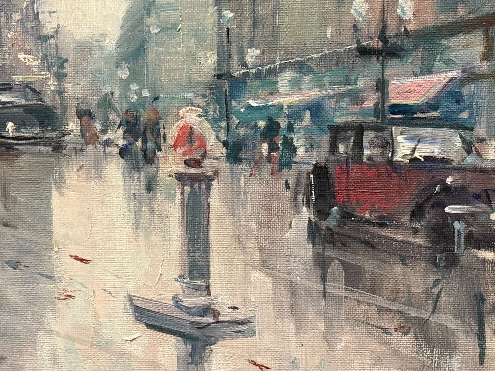 Jean Salabet, Impressionism, Paris Street Scene, Oil on Canvas, France, 1954