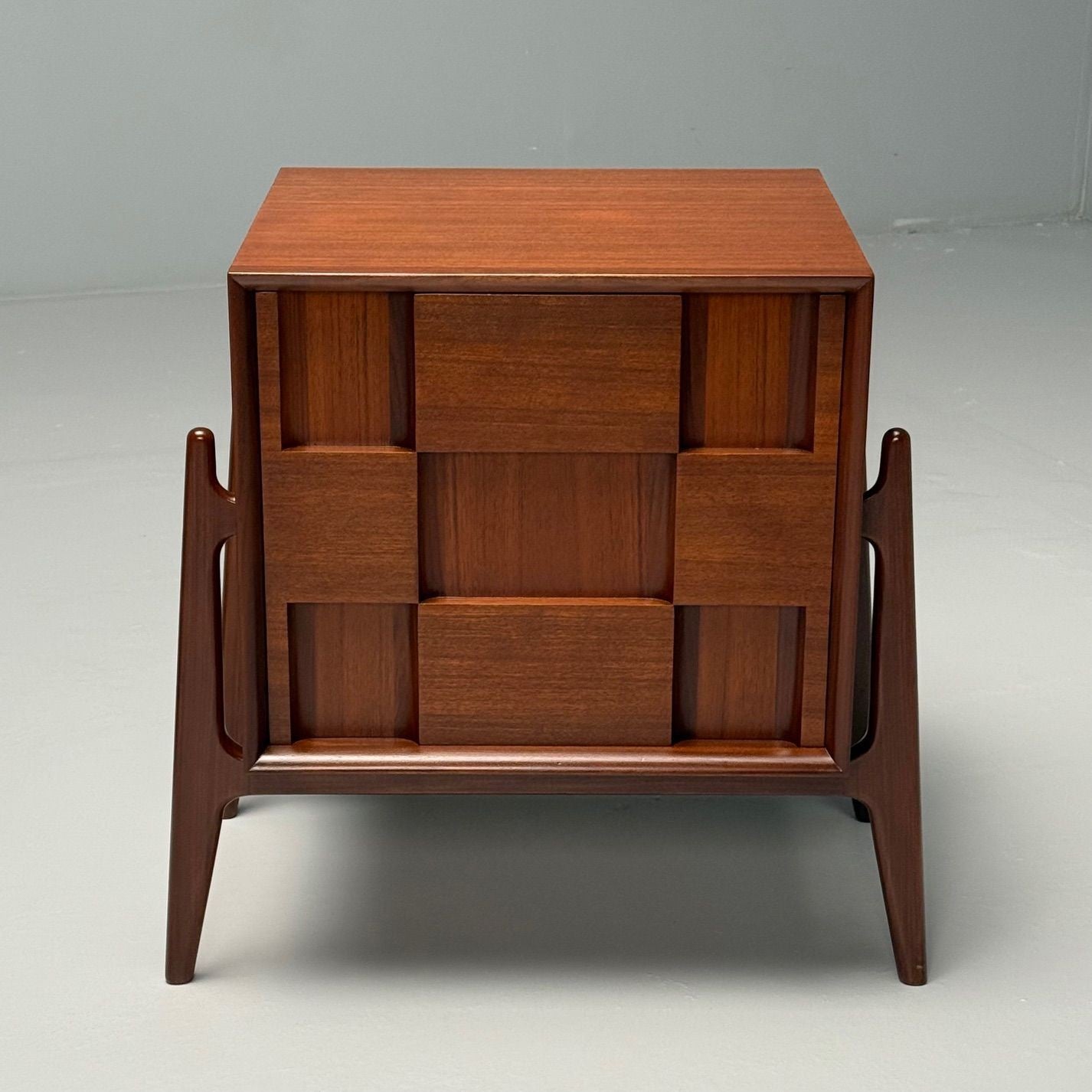 Jorgen Clausen, Danish Mid-Century Modern, Sculptural Nightstands, Teak, 1960s