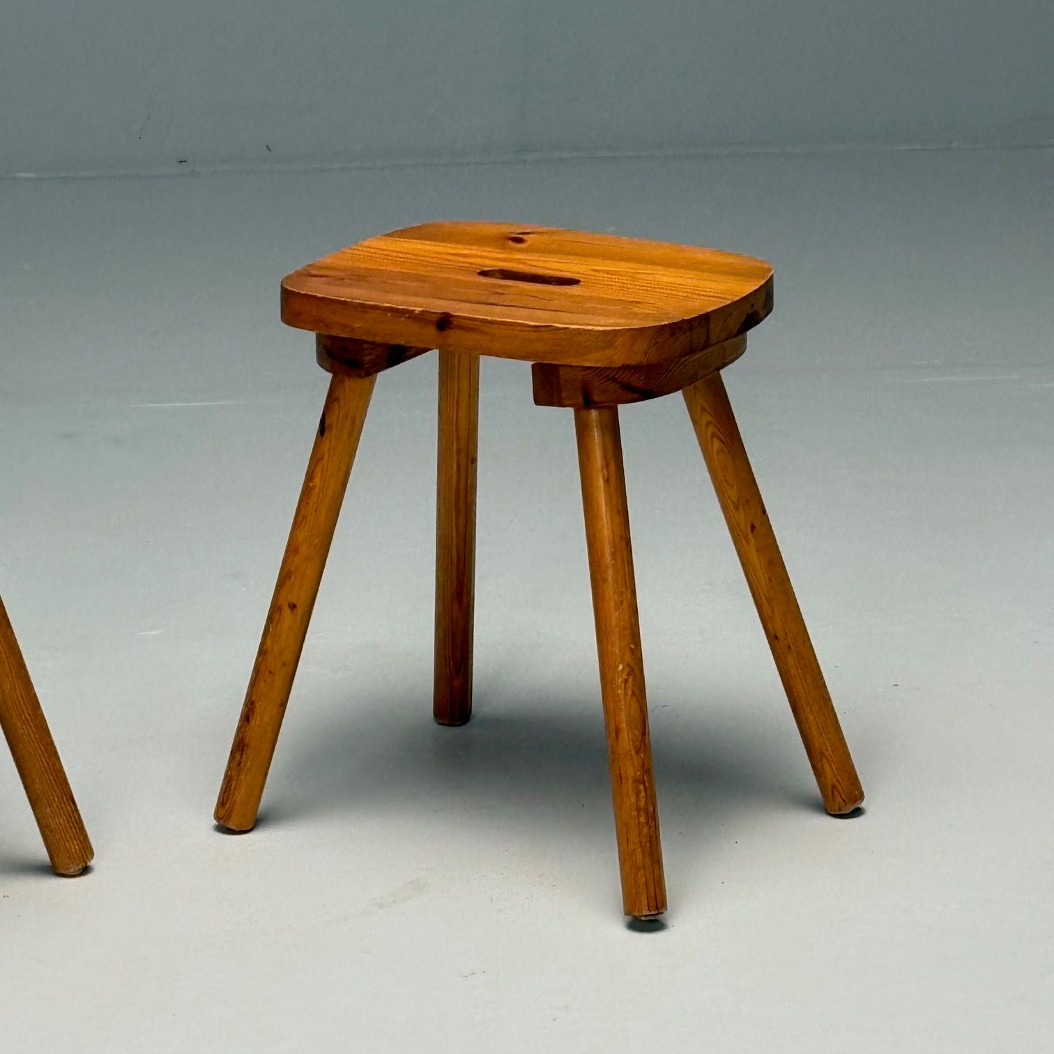 Swedish Mid-Century Modern, Occasional Stools, Pine, Sweden, 1970s