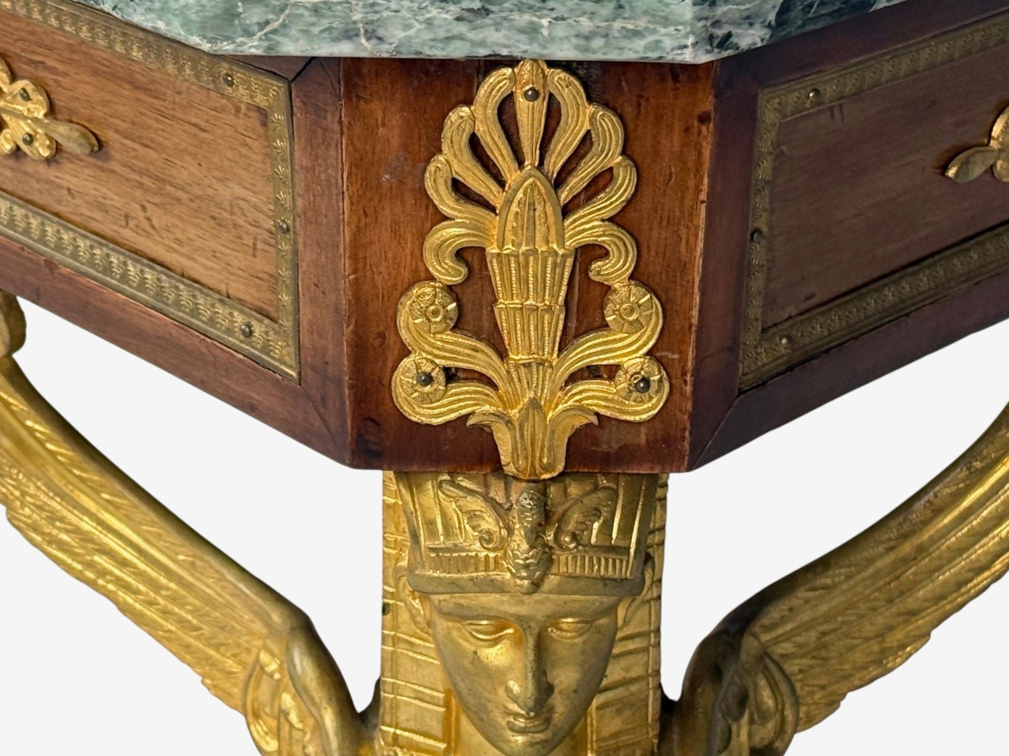 French Empire Revival, Center Table, Bronze, Mahogany, Marble, France, 19th c.